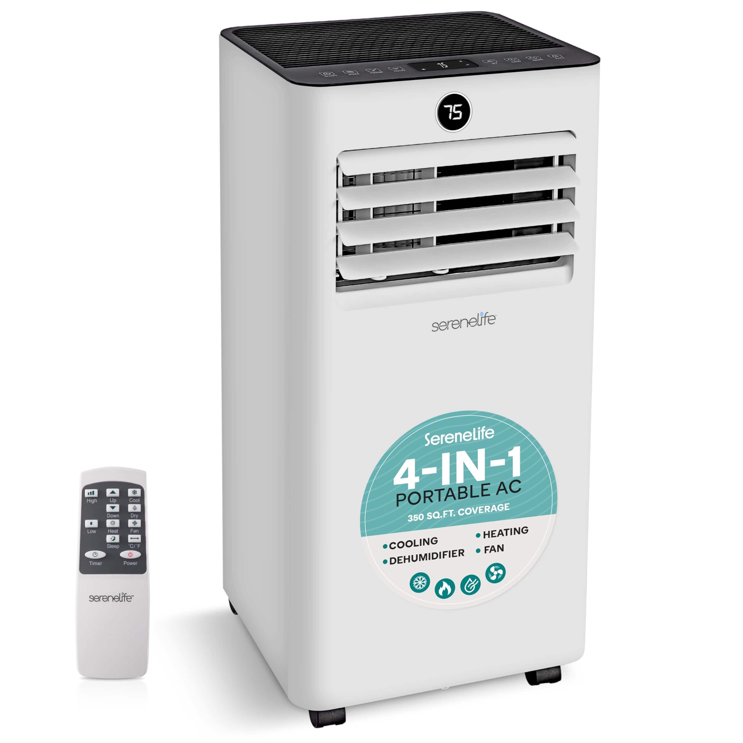 SereneLife - 10,000 BTU Portable Air Conditioner - 3-in-1 AC with Cooling, Dehumidifier and Fan (Gray)