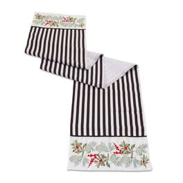 BreeBe - Striped Holiday Table Runner 72"L - Black, White