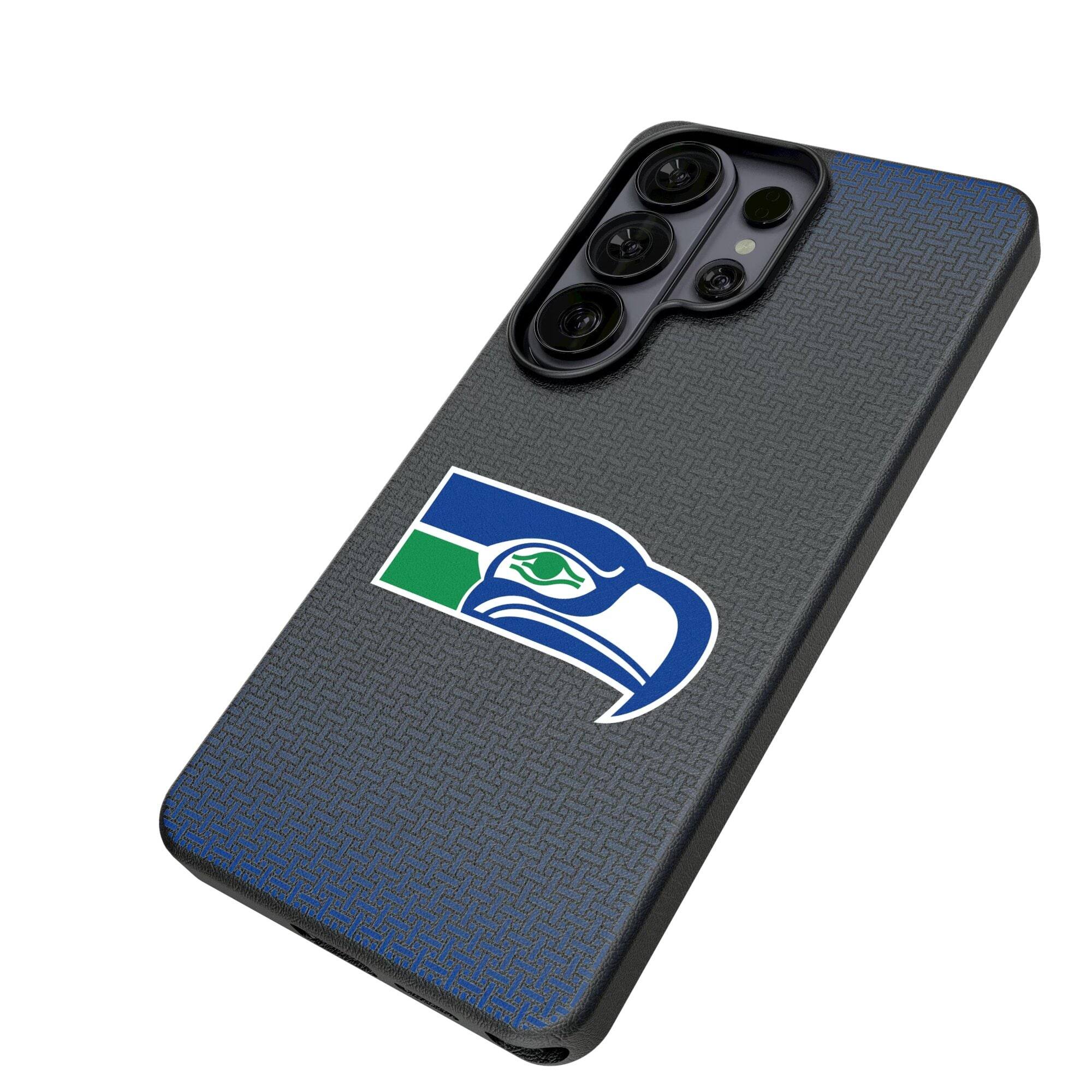 Alt View 1. Keyscaper - Seattle Seahawks Historic Collection 1976-2001 Galaxy Magnetic Bump Case - S25 Ultra - Black.
