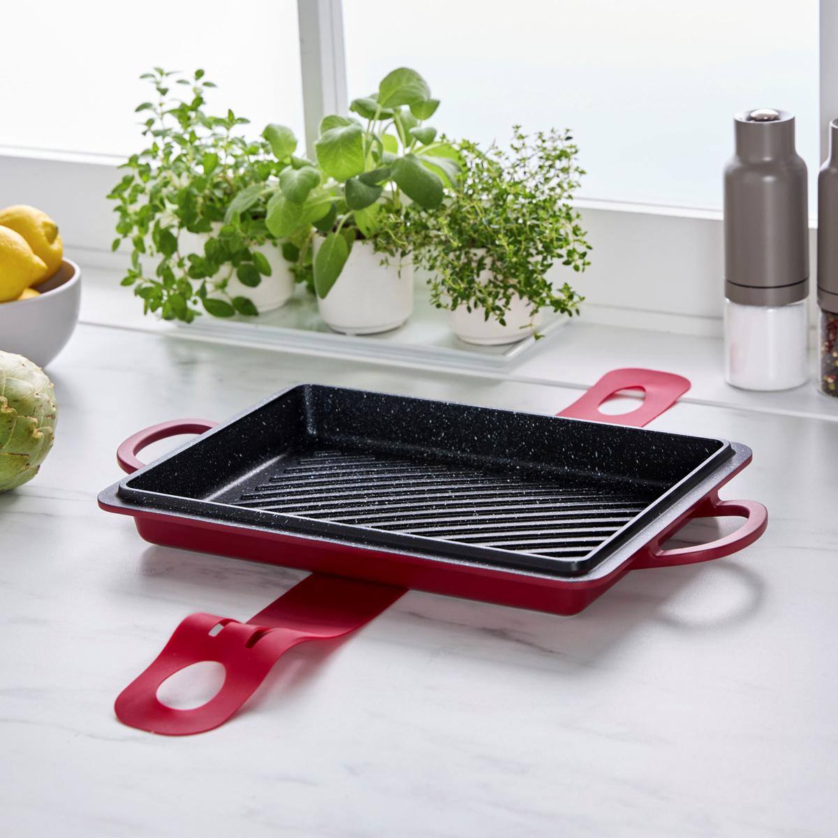 Alt View 1. Curtis Stone - Curtis Stone 13-in-1 Dura-Pan+ Sauté Pan with Grill Pan and Lid White - White.