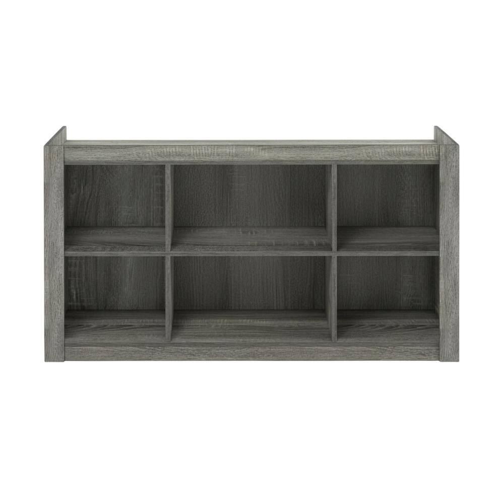 Alt View 3. FurniFact - Wooden TV stand, open shelves, storage compartments, French Oak Grey finish - Gray.
