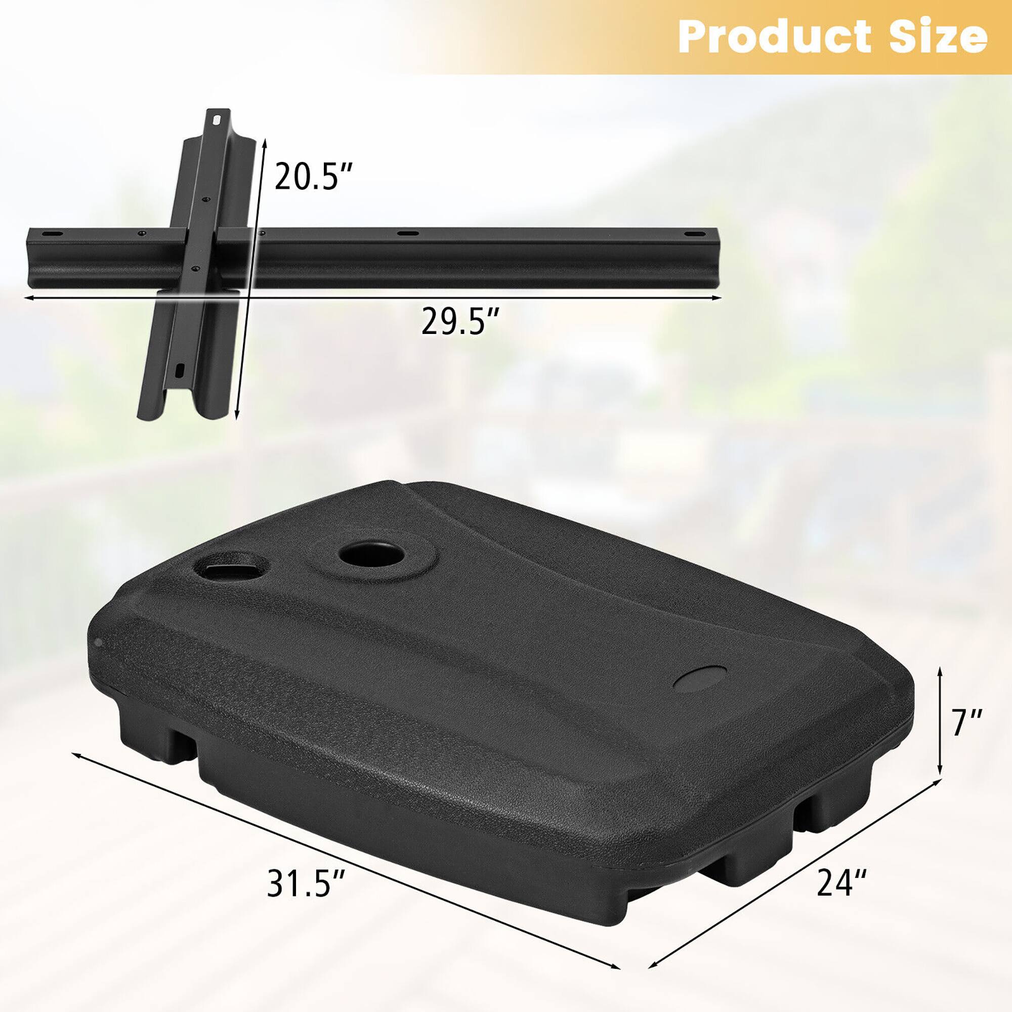 Product Size  
20.5" x 29.5" x 7" x 31.5" x 24"