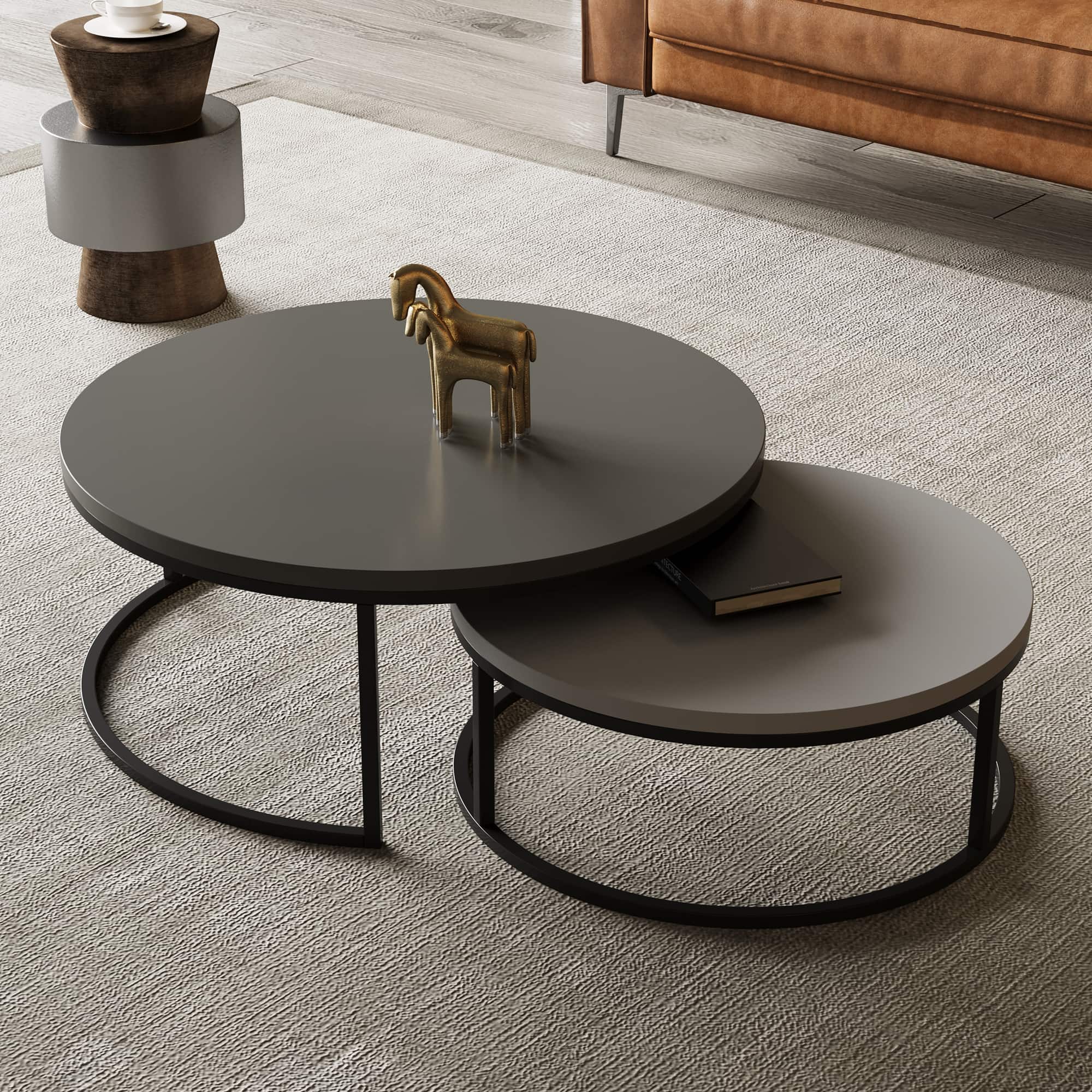 luck idea - Combination Coffee Tables, Large One 31.5" , Small One 23.7" - Gray