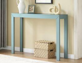 Kings Brand Furniture - Russel Long Console Table - Minimalist and Slim Entryway Table for Decorative Displays, Sofa Table - Teal