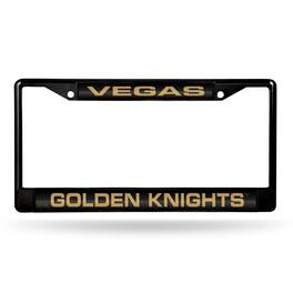 Rico Industries - Las Vegas Golden Knights NHL Black Metal Laser Cut License Plate Frame - Multi
