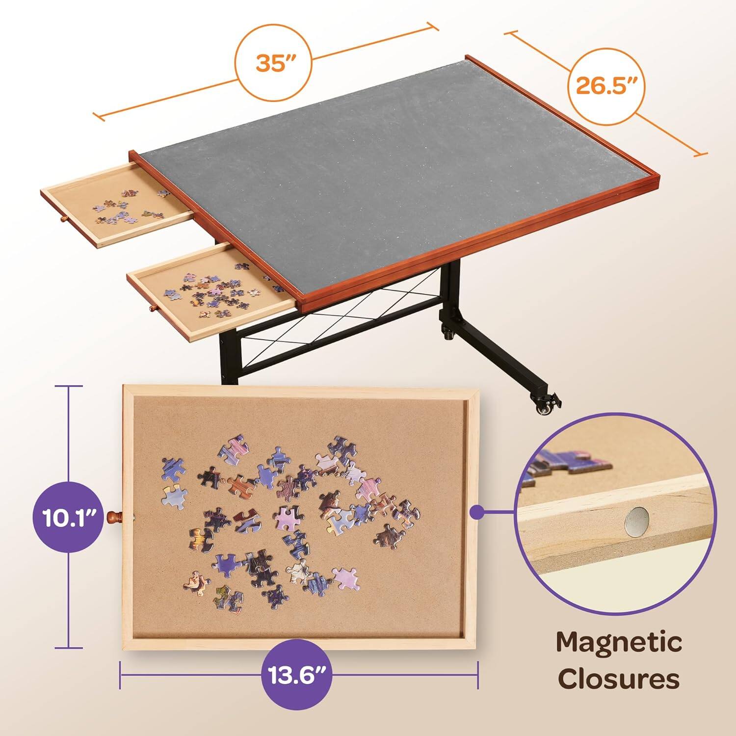 35" x 26.5" x 10.1" x 13.6" Magnetic Closures