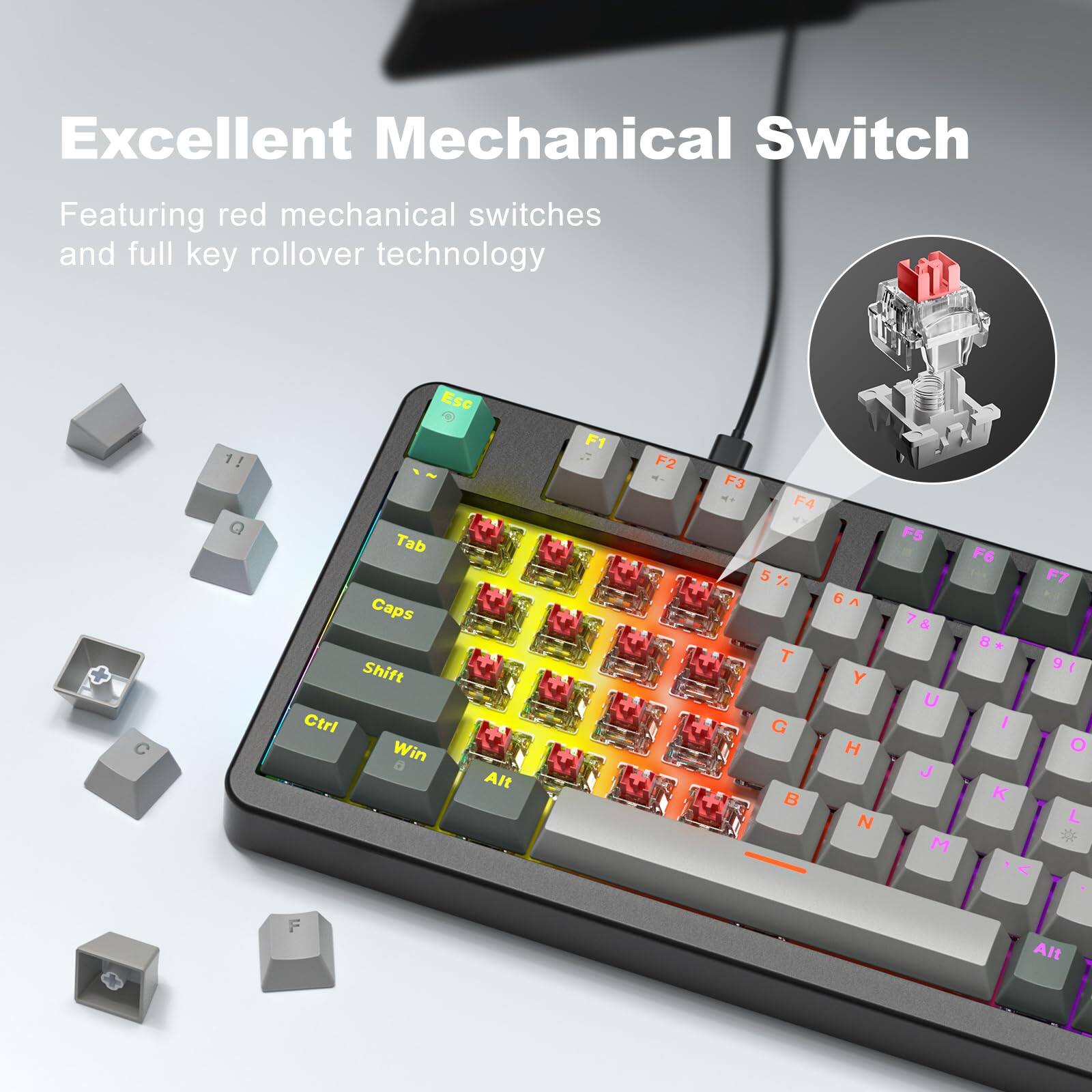 Excellent Mechanical Switch

Featuring red mechanical switches and full key rollover technology