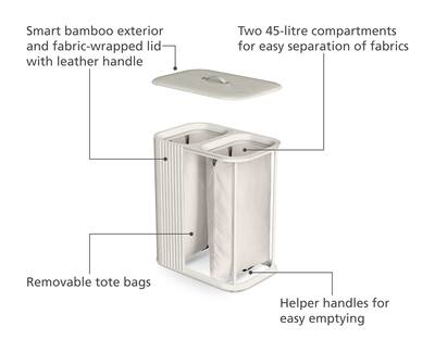 Joseph Joseph Tota Luxe 90 liter Bamboo Laundry Separation Hamper Joseph Joseph Tota Luxe 90 liter Bamboo Laundry Separation Hamper