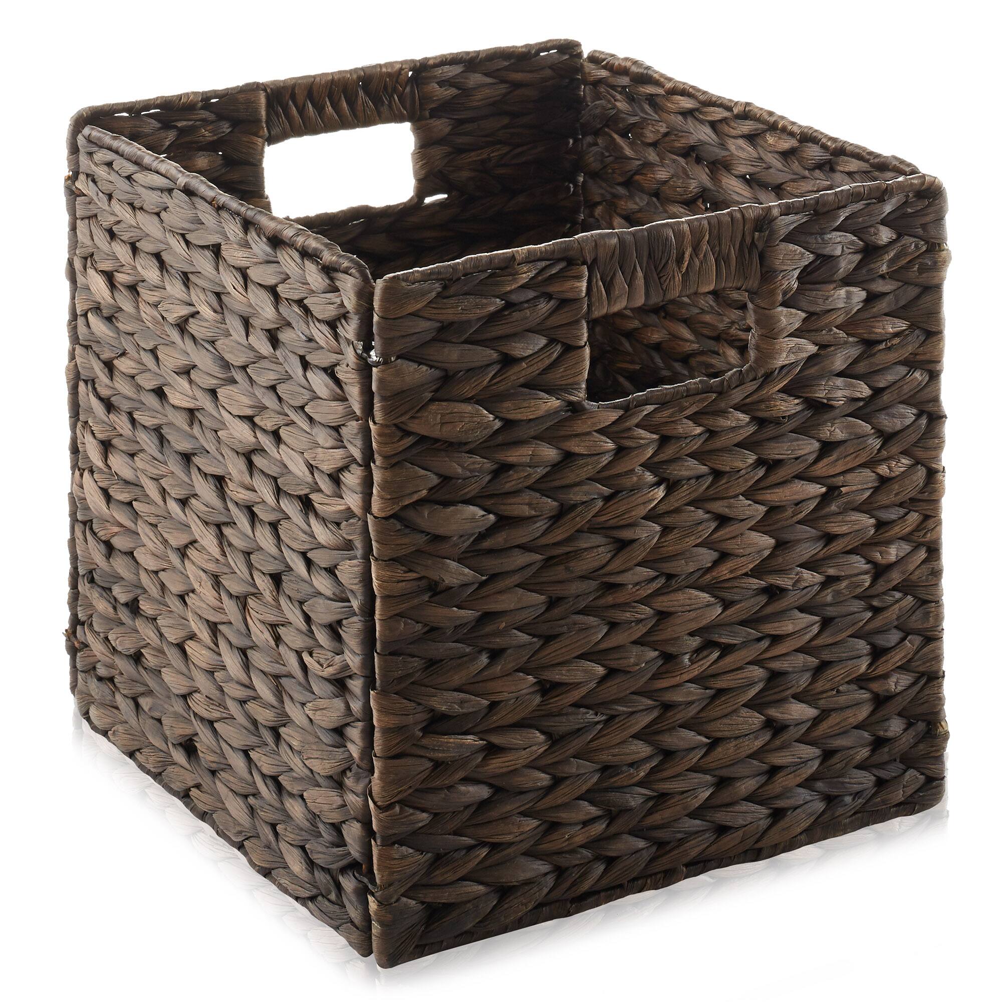 Alt View 2. Casafield - 10.5 x 10.5-in Water Hyacinth Storage Baskets - 2 Pack - Espresso.