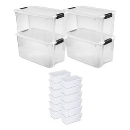 Sterilite - 70 Quart Ultra Storage Container Box (4 Pack) & 6 Quart Tote (12 Pack)