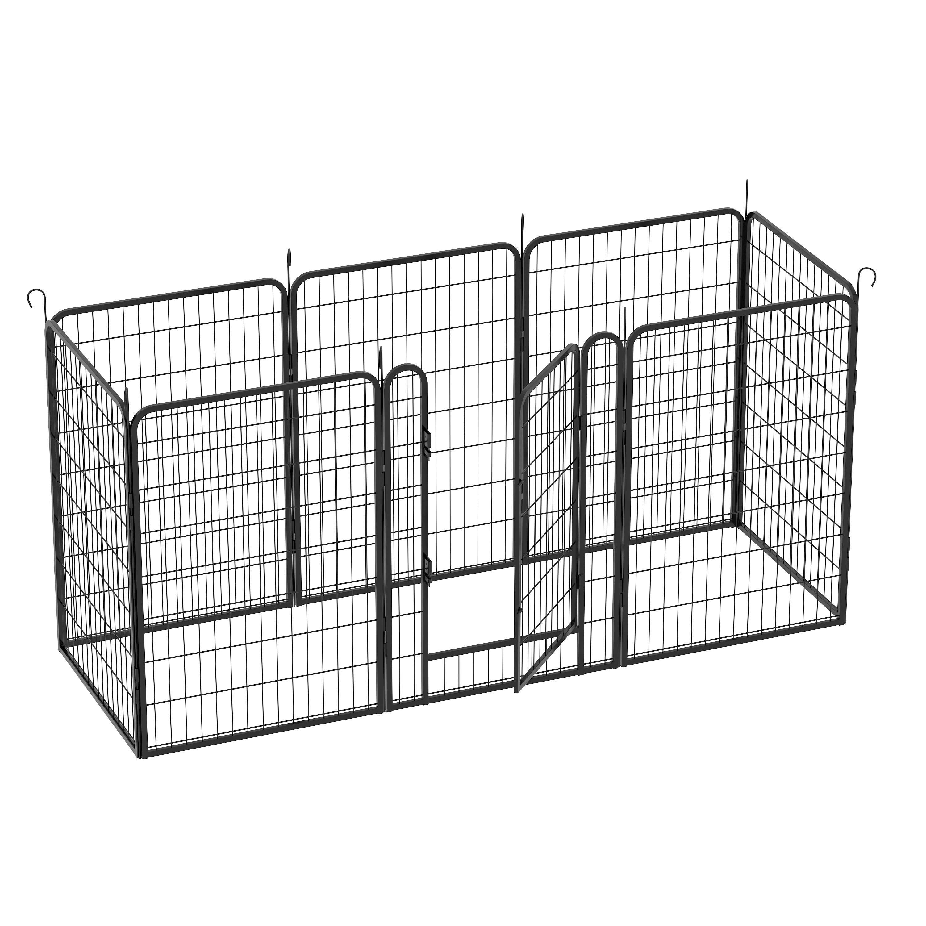Back. Dexmalle - Dexmalle-39.37"H Dog Fence Pet Exercise Pen for Outdoor-8 Panels with Door,Black.