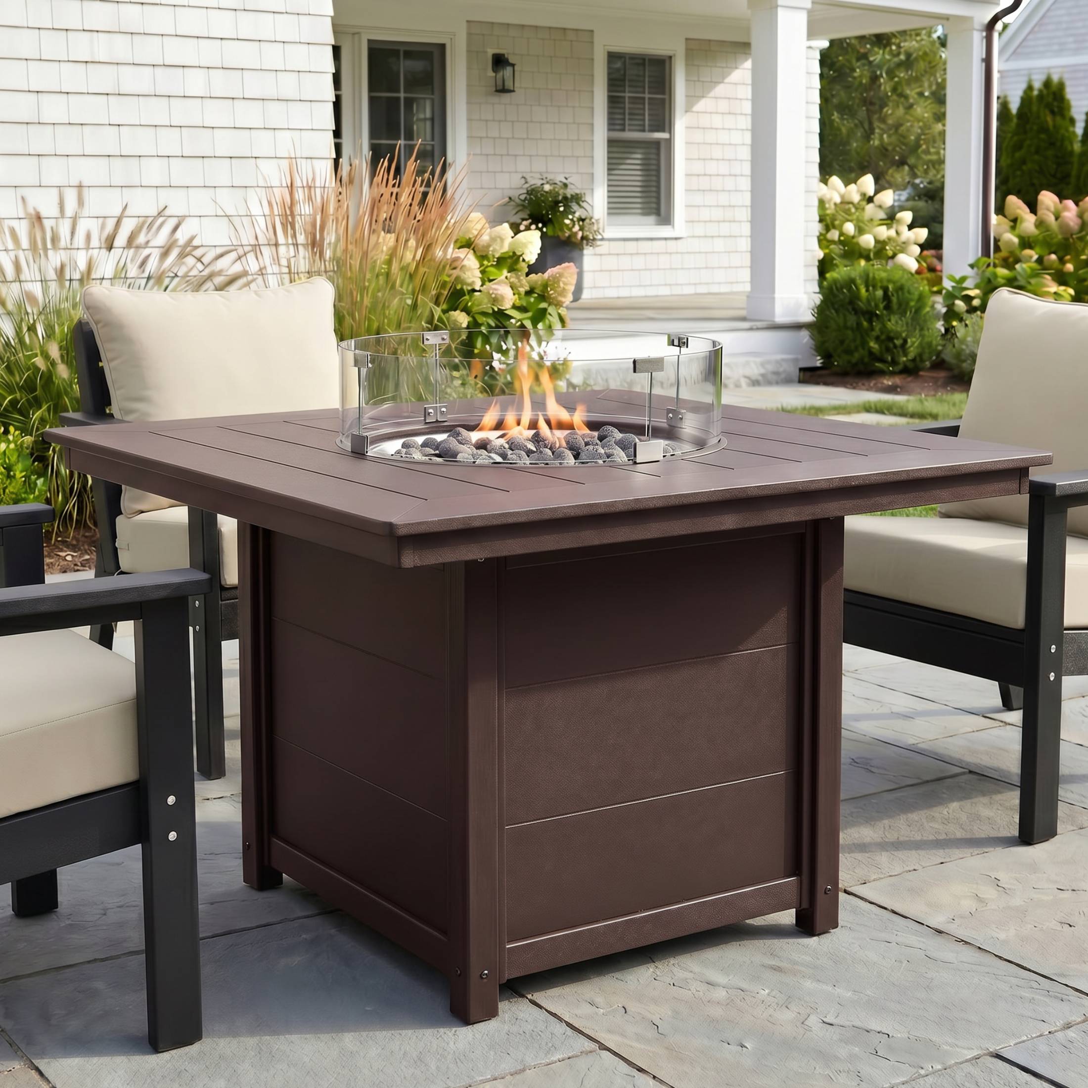 Angle. WestinTrends - WestinTrends Helios Modern Outdoor Patio Propane 42" Square Fire Pit Table.