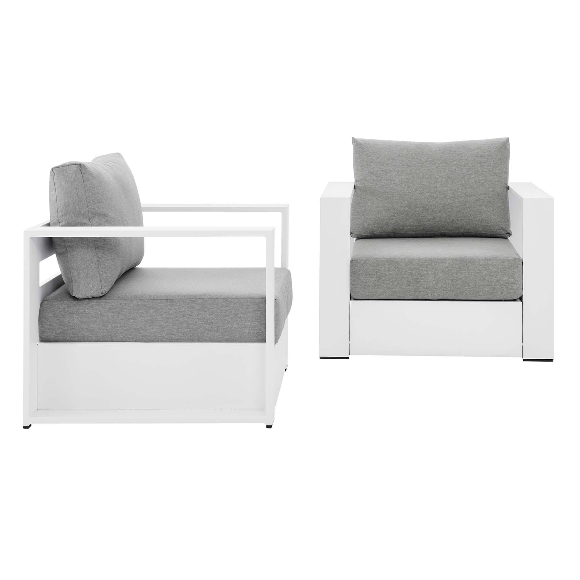 Left. Modway - Tahoe 2-Piece Outdoor Patio Powder-Coated Aluminum Armchair Set by Modway - White Gray.