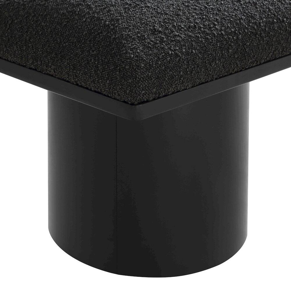 Back. Meridian Furniture - Pavilion Black Boucle Fabric Bench - Black Boucle Fabric.