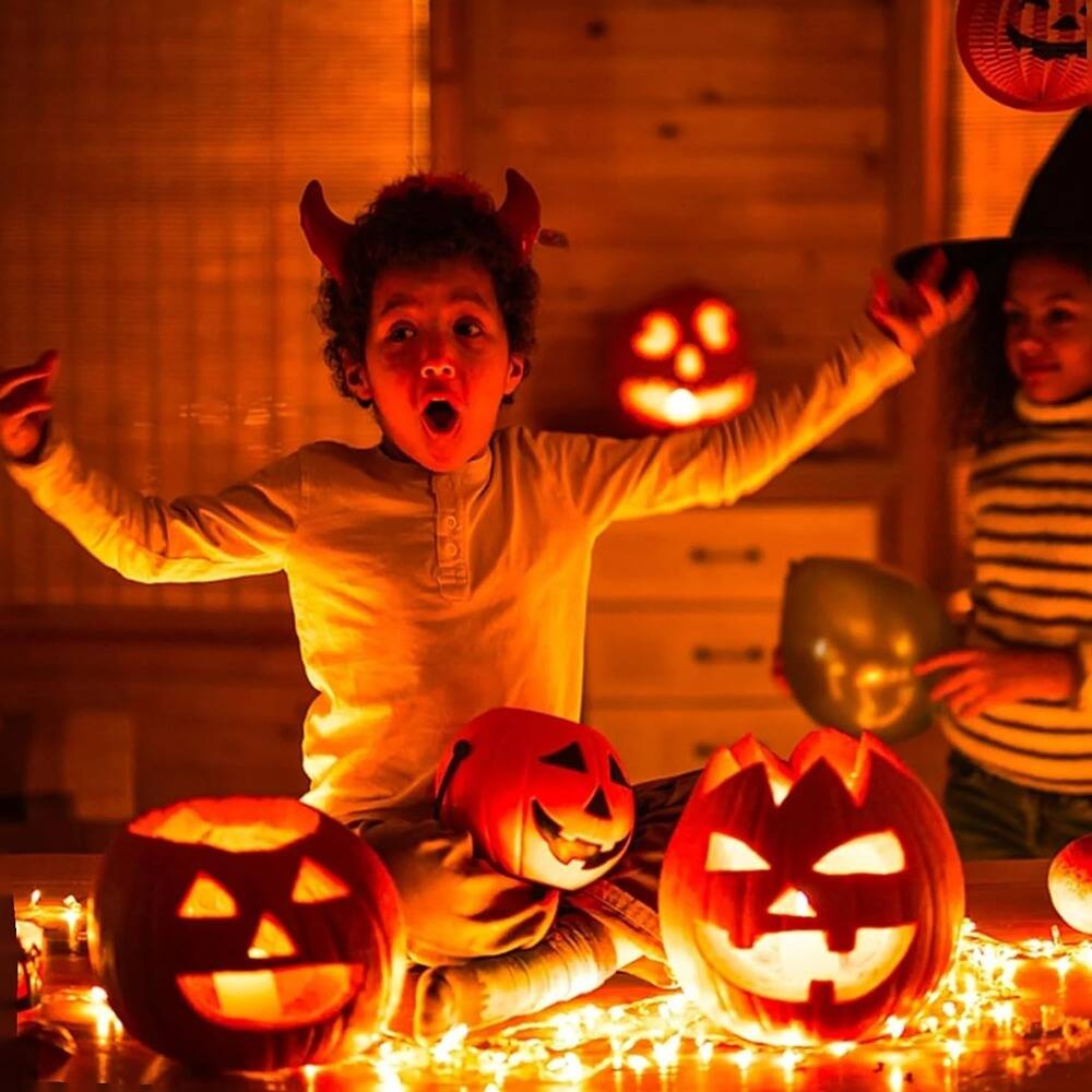 Angle. PARKER SLATER - 75Ft 200 LED Halloween String Lights, Fairy Twinkle Lights for Outdoor Decor.