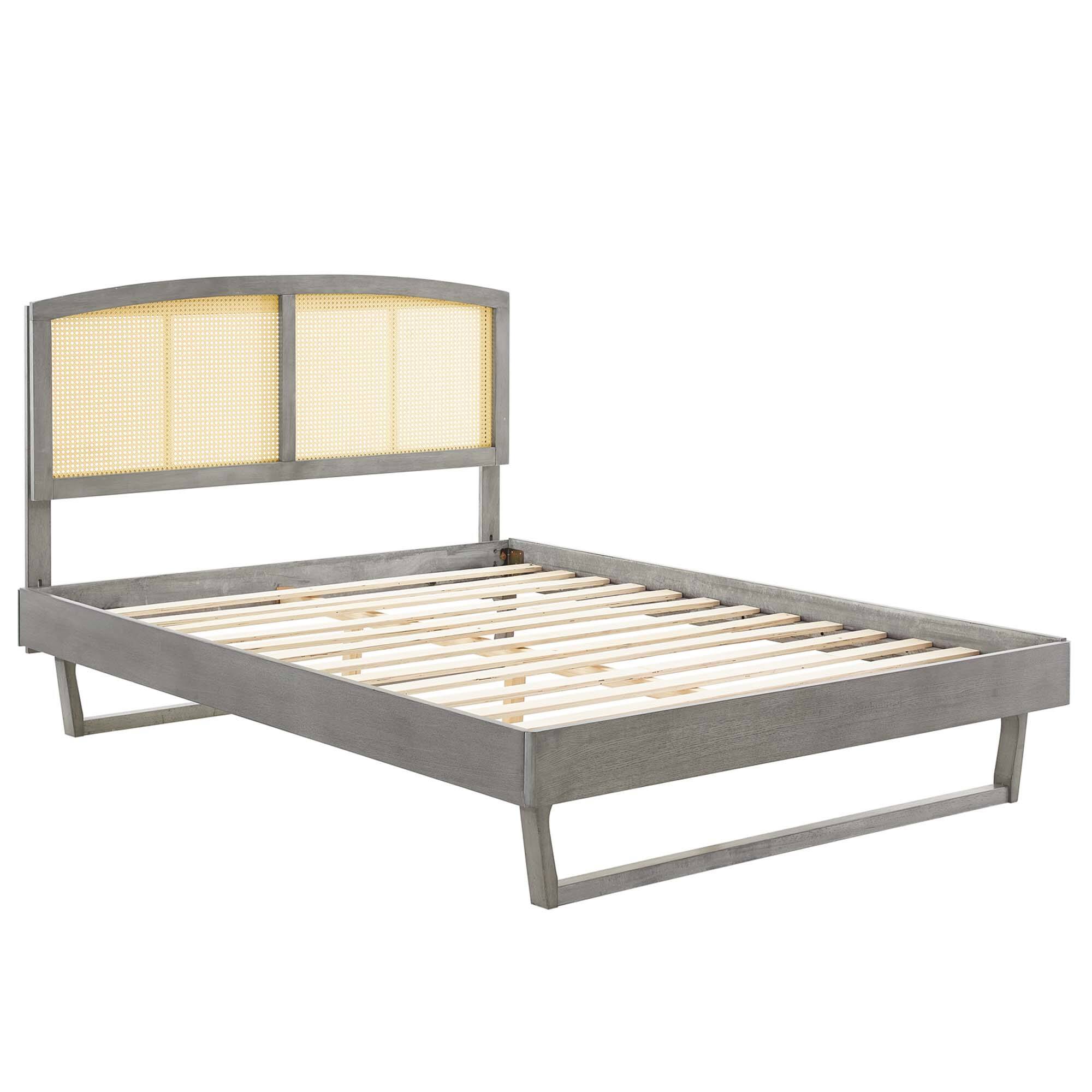 Alt View 4. Modway - Sierra Cane and Wood Platform Bed With Angular Legs - Gray.