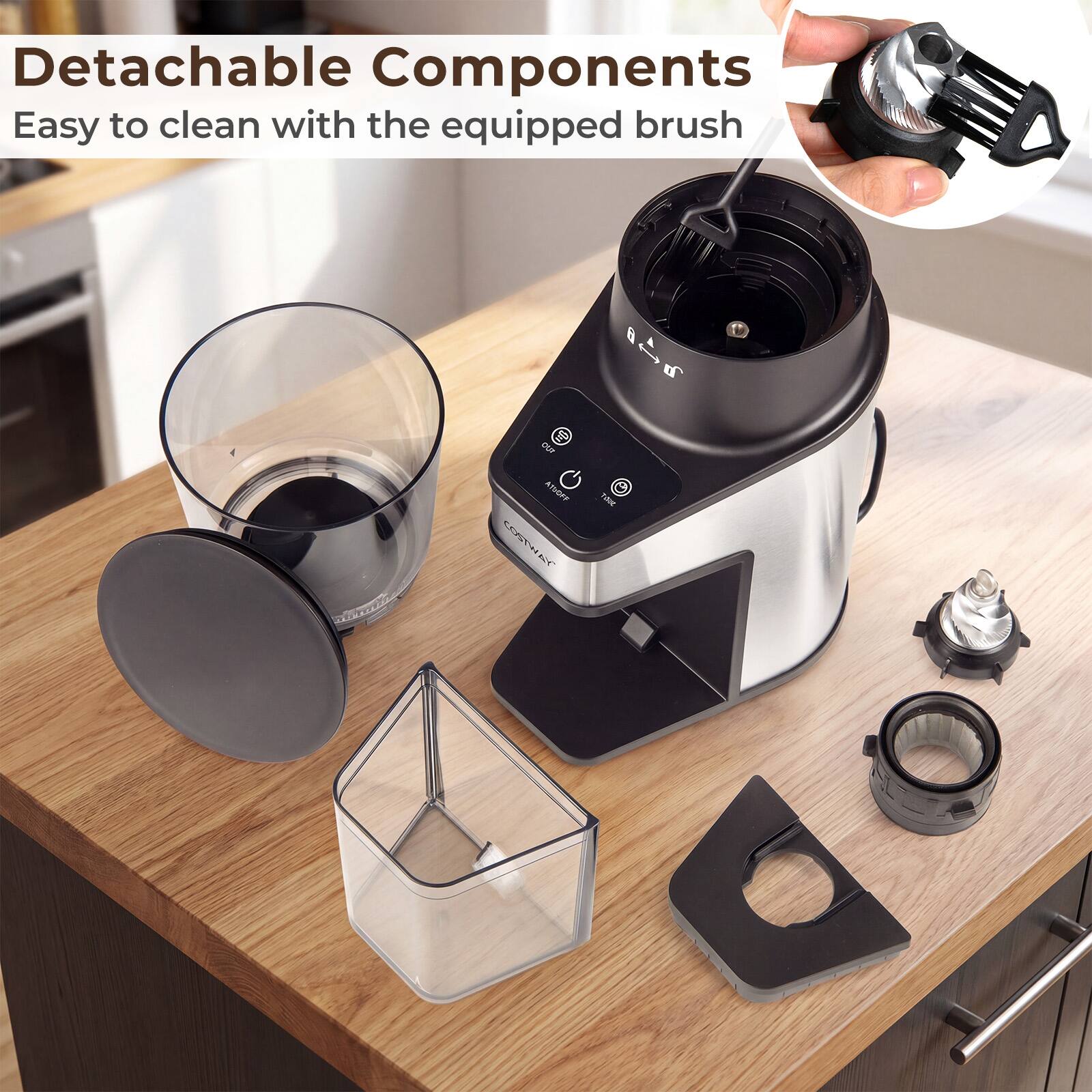 Detachable Components  
Easy to clean with the equipped brush