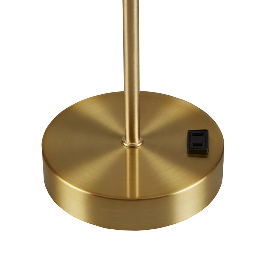 Back. Luckbyte - Gold Tap-Control Dimmable Accent Table Lamp with Power Outlet.