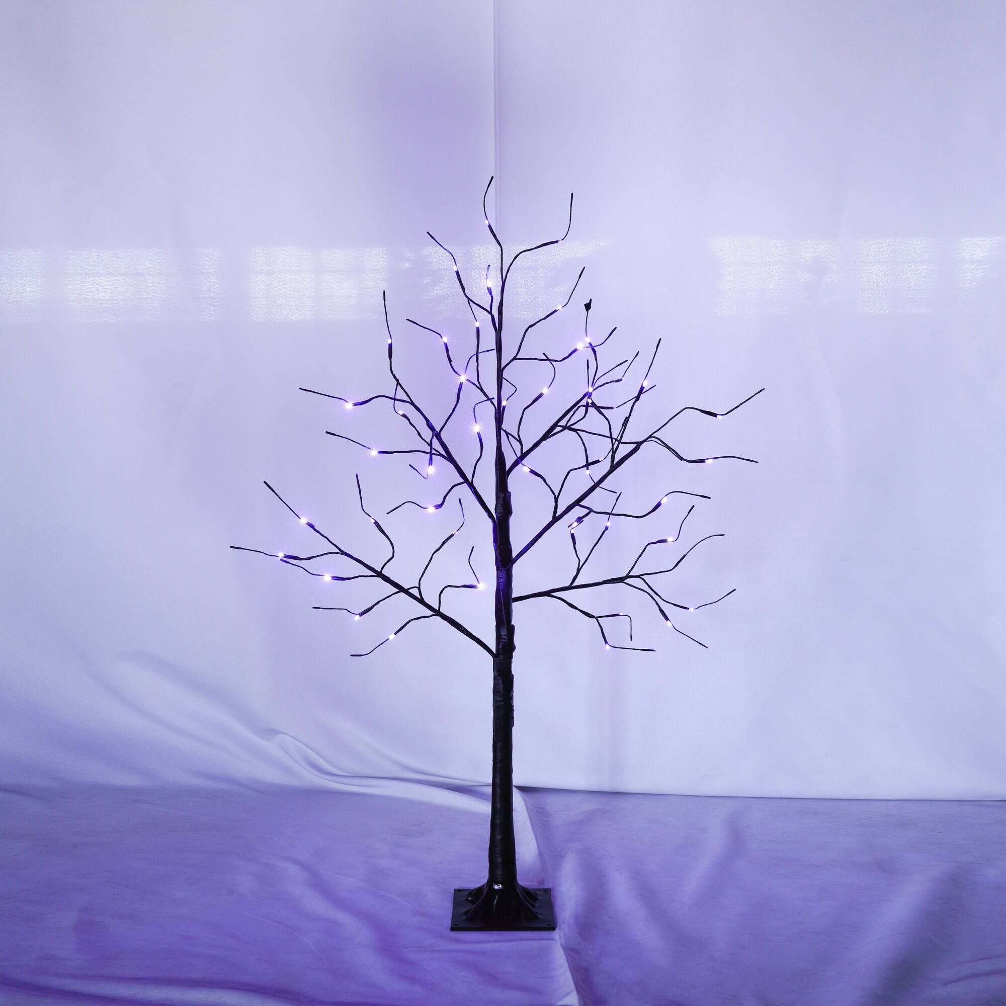 Alt View 7. Tiramisubest - 3 Pac Halloween Spooky Tree with Purple Lights, 4FT 5FT and 6FT, Lighted Black Tree for Halloween Decoration - Black,Purple.