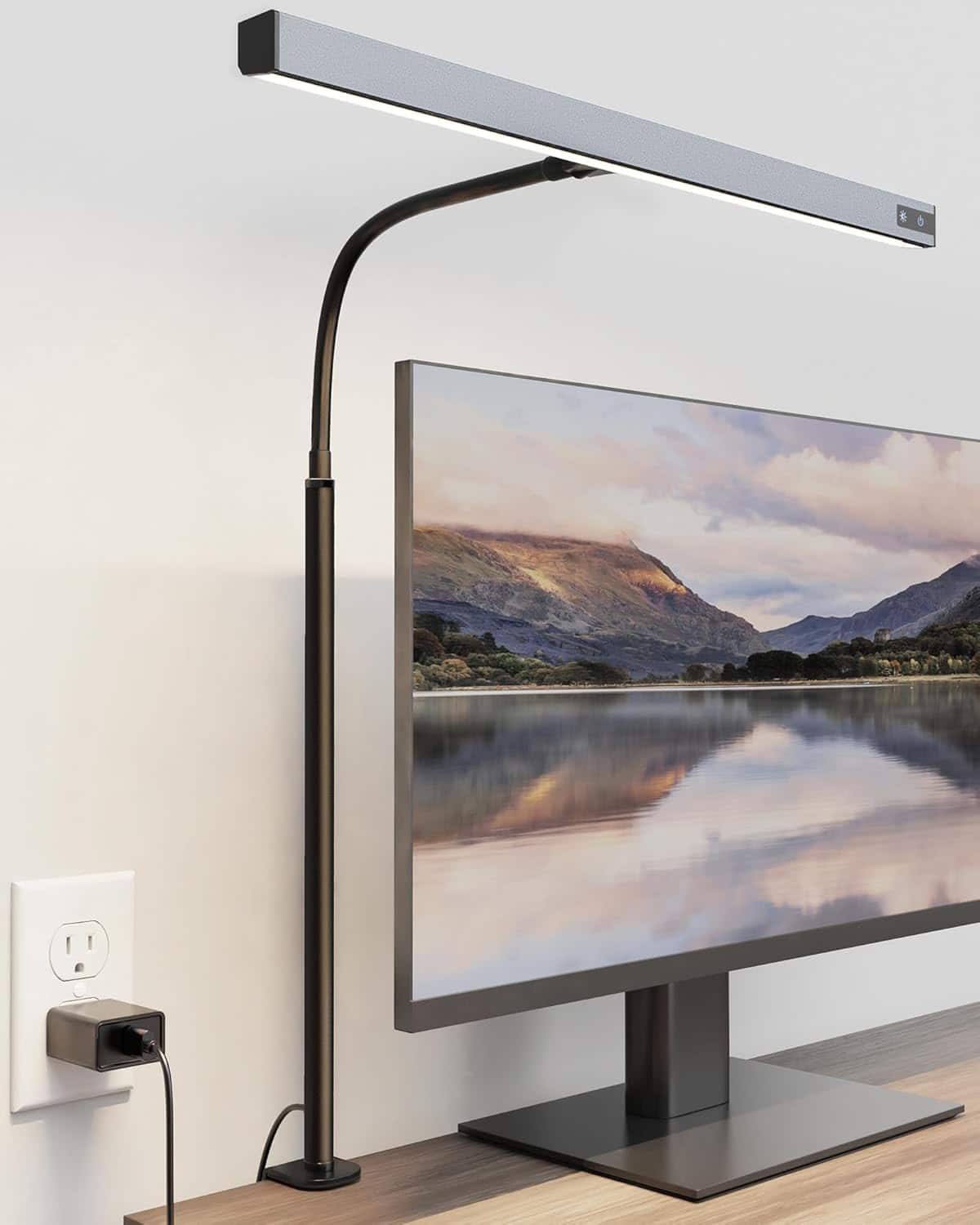 Front. Stamp n Camp - SUPERDANNY LED Desk Lamp for Office Home Eye-Caring Desk Light with Adjustable Gooseneck Touch Control Dimmable... - Gray-Desk Clamp.