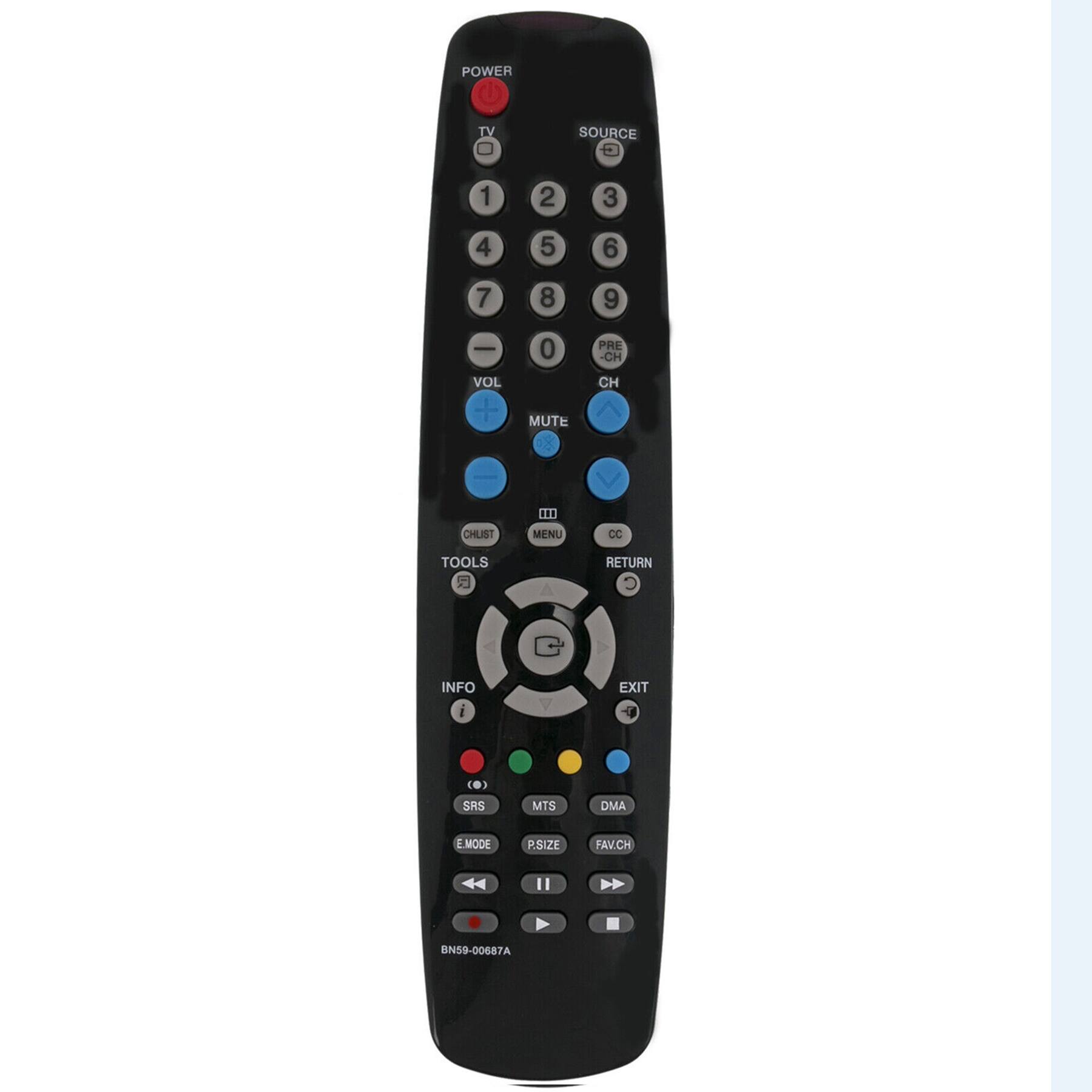 POWER TV SOURCE 1 2 3 4 5 6 7 8 9 0 PRE CH VOL CH MUTE ... CHLIST MENU CC TOOLS 5 RETURN C INFO I EXIT O 0 SRS MTS DMA EMOCE P.SIZE FAV.CH " BN59-00687A