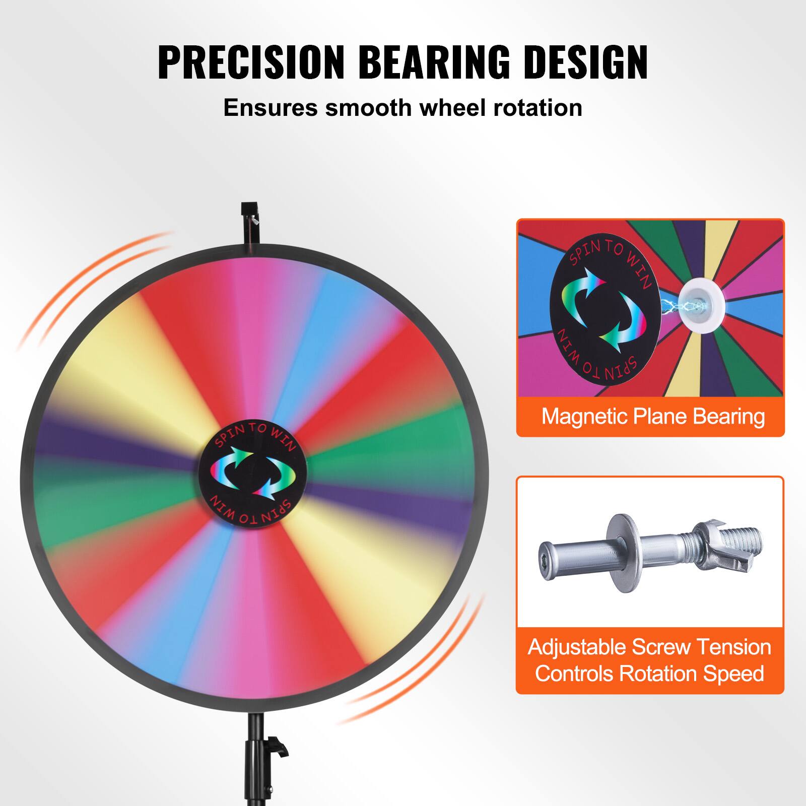 PRECISION BEARING DESIGN  
Ensures smooth wheel rotation  

Magnetic Plane Bearing  

Adjustable Screw Tension Controls Rotation Speed