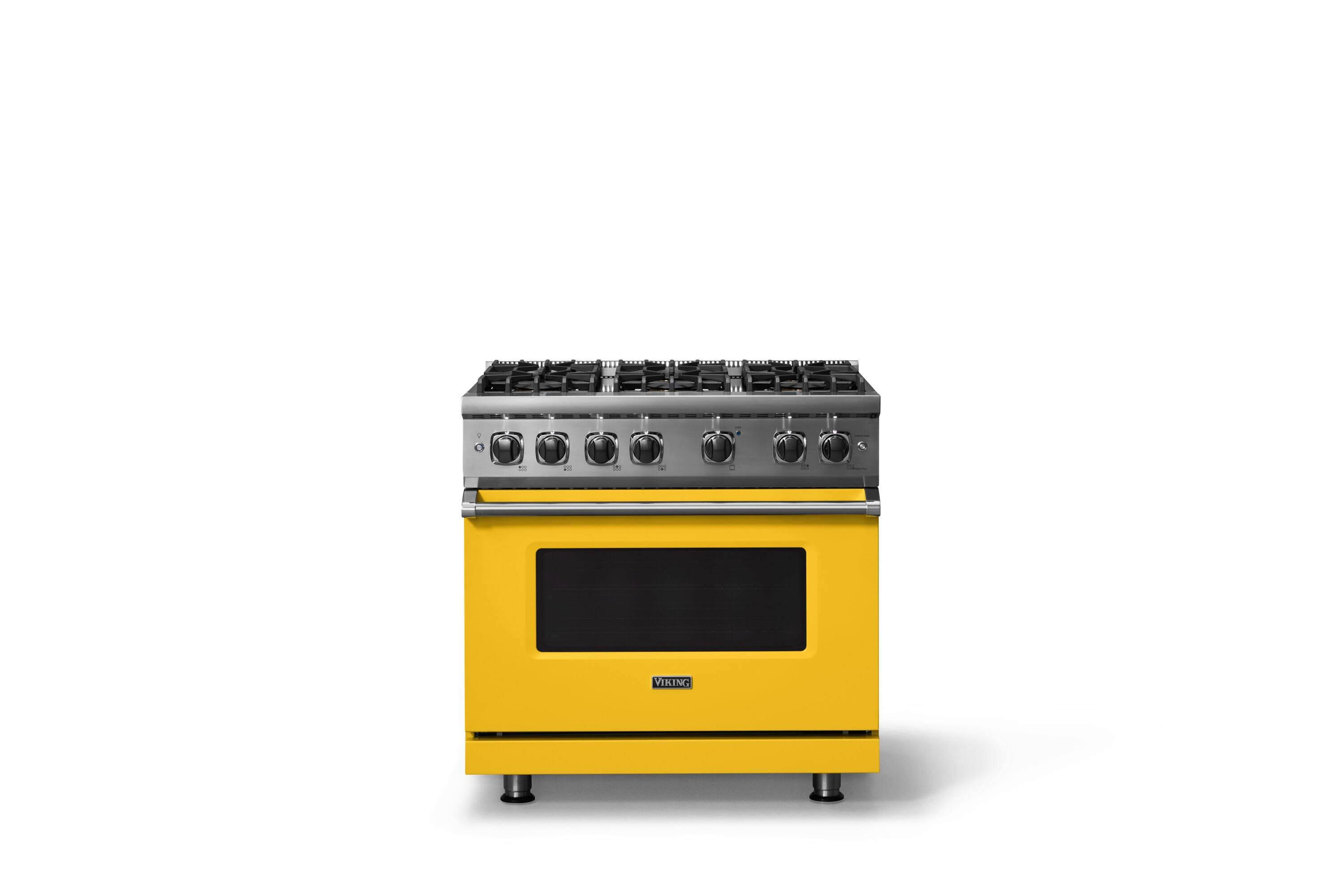Alt View 3. Viking - 36"W./24"D. 5.1 Cu. Ft.  Gas Sealed Burner Range-6 Burners-Daffodil-LP - Daffodil.