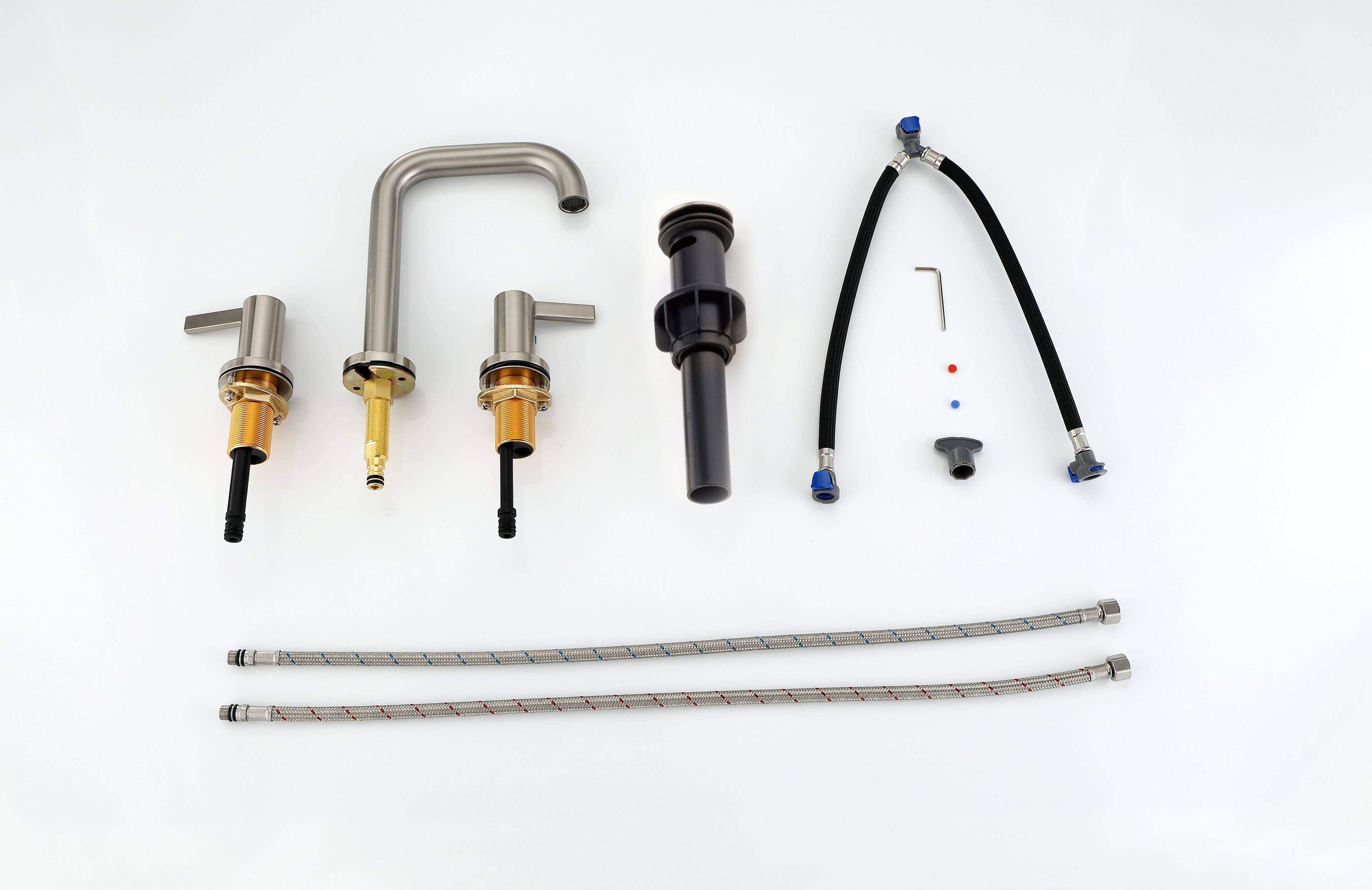 Alt View 4. Bothwa Home - Bothwa Home Bathroom Faucet For bathroom Sink  With Two Handles And Supply Lines - Brushed Nickel.