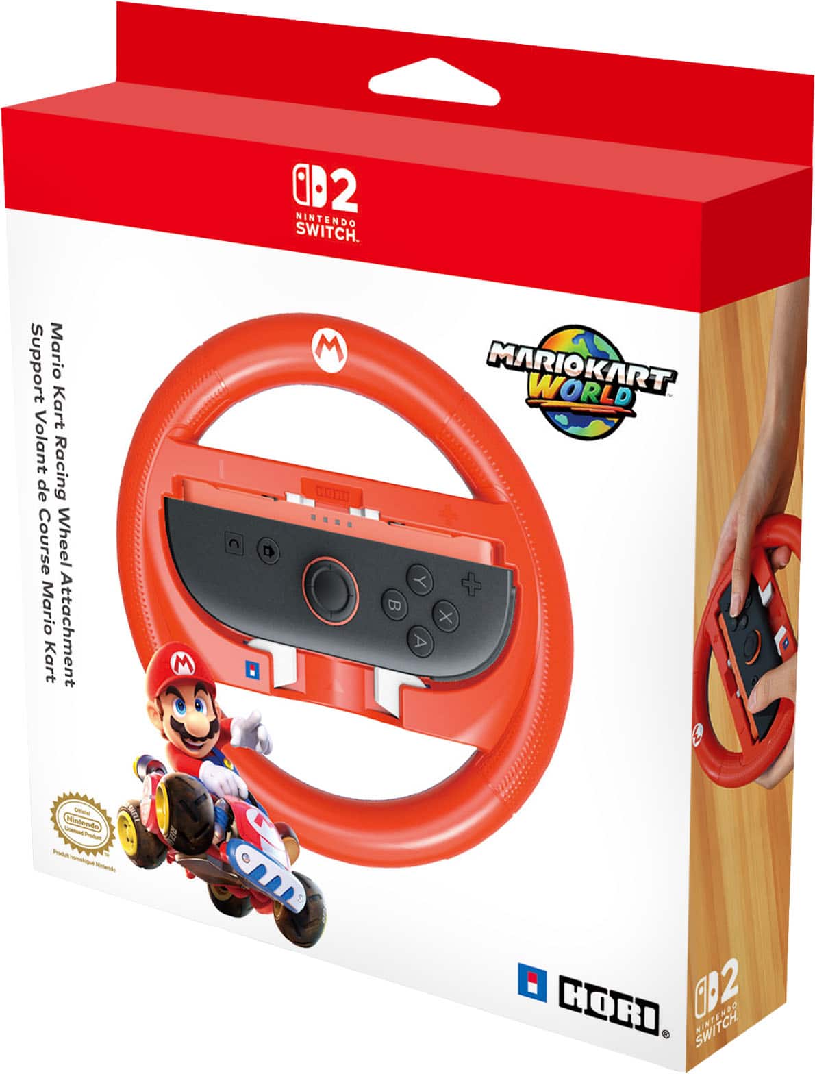 Hori - Mario Kart Racing Wheel Attachment (Mario) for Switch 2 - Officially Licensed by Nintendo - Red