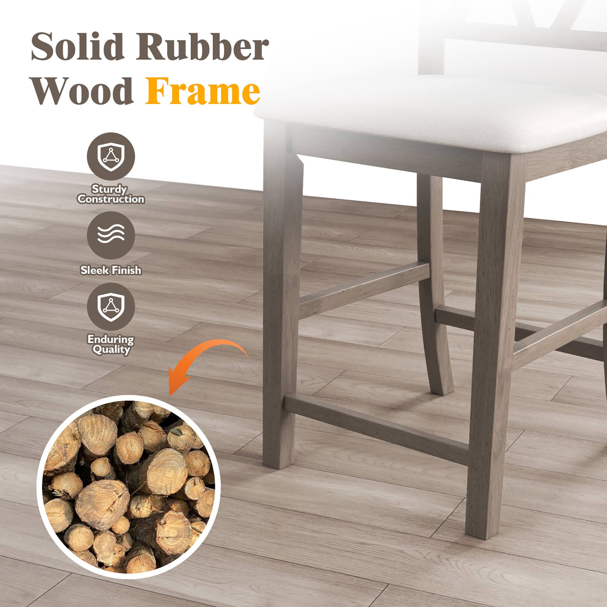 Solid Rubber Wood Frame
Sturdy Construction
Sleek Finish
Enduring Quality