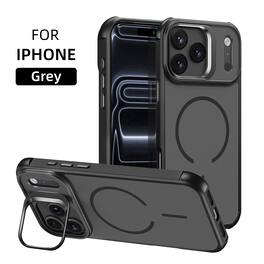 Dteck - Rugged Case for Apple iPhone 17 Pro Max with Built-in Camera Stand, Skin-Feel Matte Magnetic Shockproof Protective Cover - Black