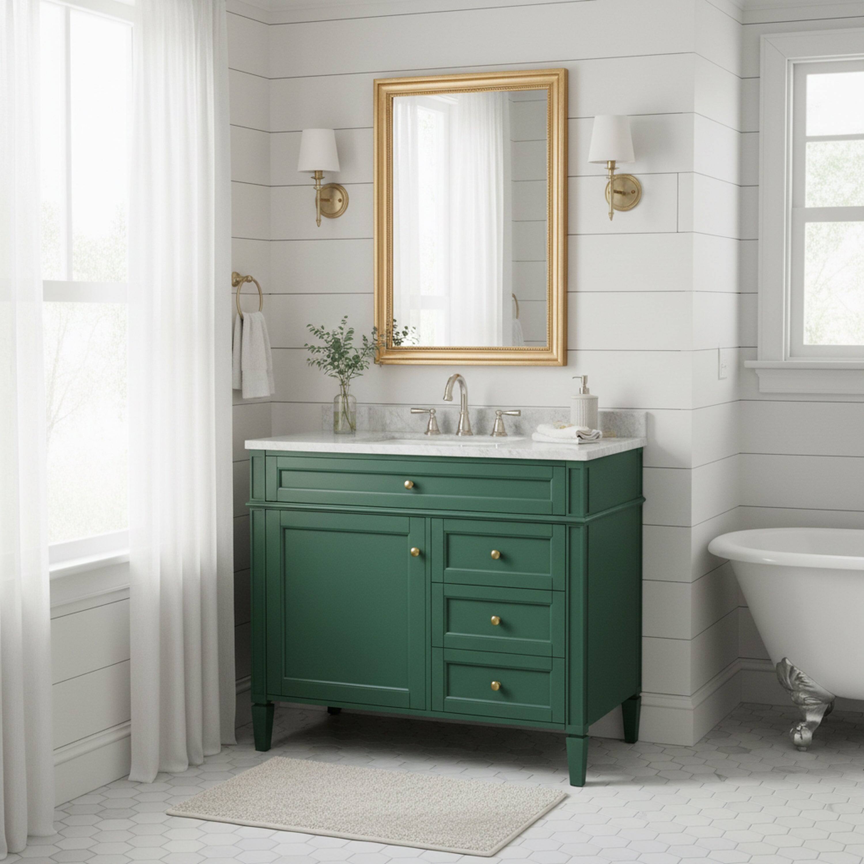 Alt View 2. Boyel Living - 36 Inch Modern Bathroom Vanity Cabinet Two Drawers Tip Out No Sink Green - Green.