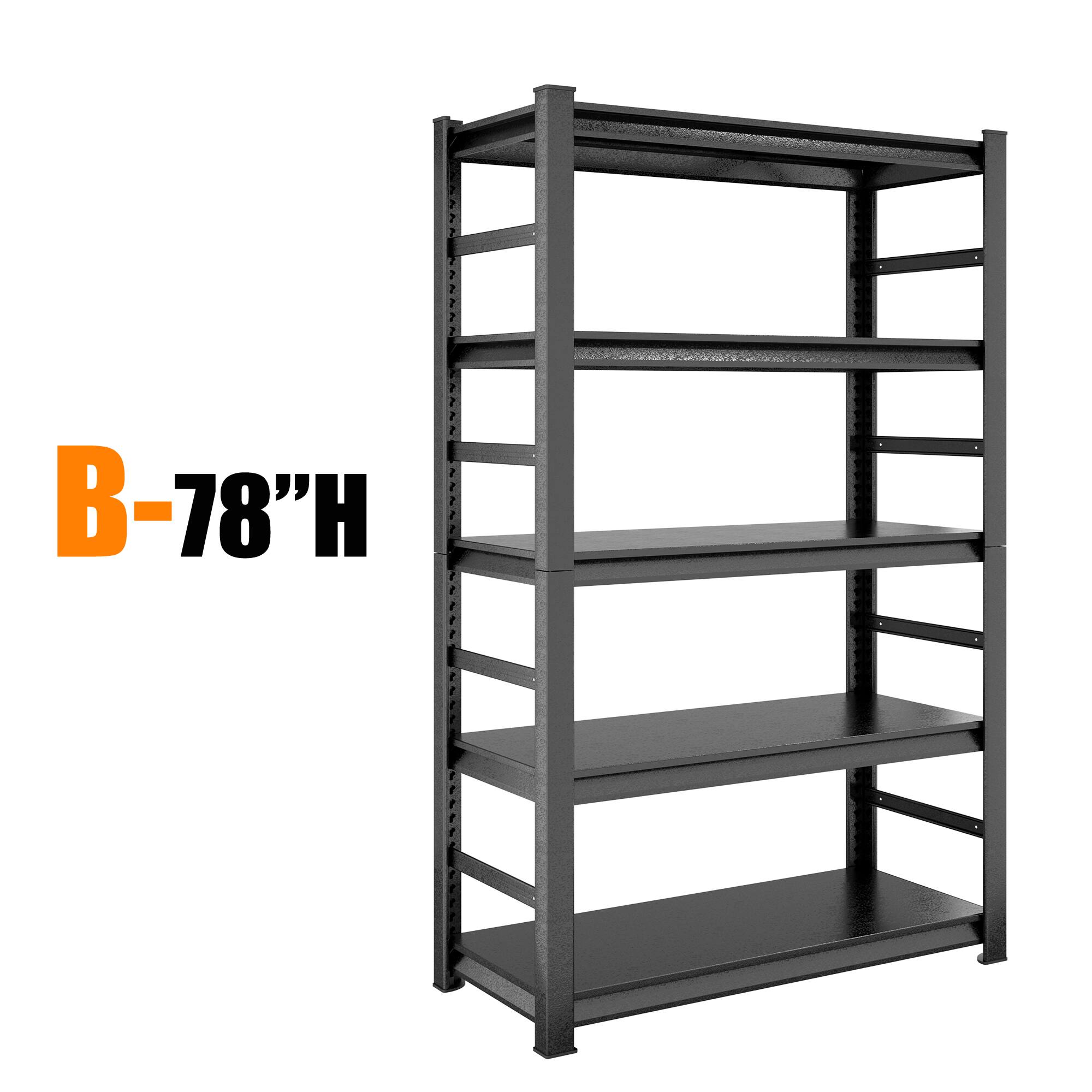 Lirago - 5-Tier Freestanding Shelving Units 2500LBS Capacity Utility Storage Shelves Metal Storage Shelves( 78-in H ) - Black