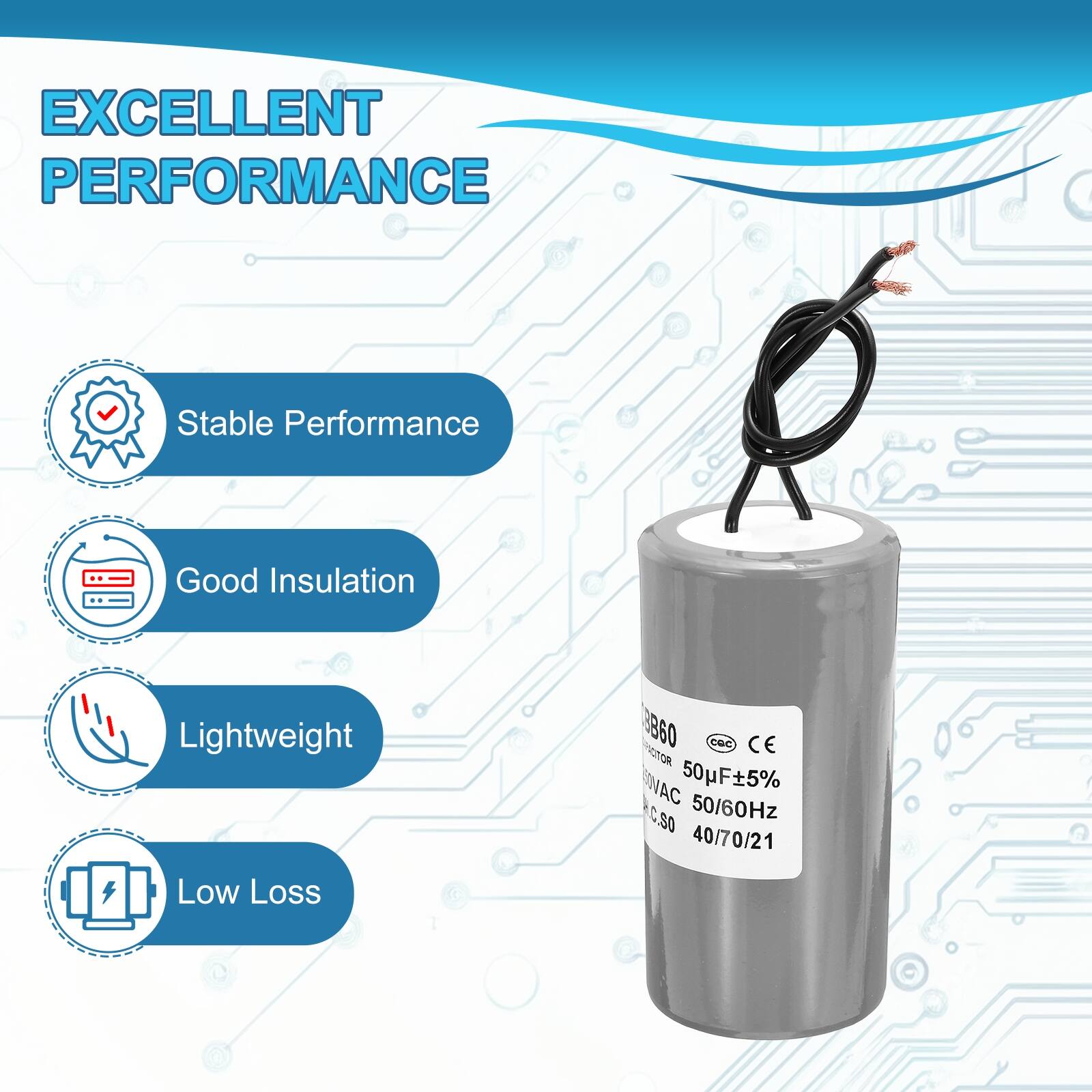 EXCELLENT PERFORMANCE

- Stable Performance
- Good Insulation
- Lightweight
- Low Loss

3860 CGc CE IASTOR SINAC 50F5% Rc.S0 50/60Hz 40/70/21