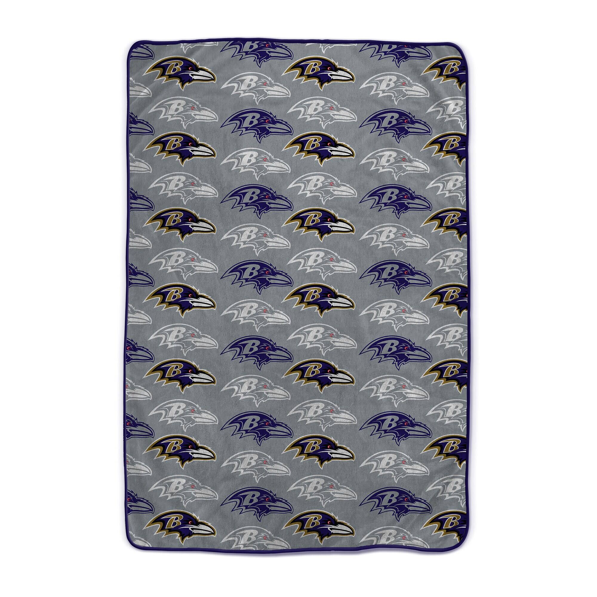 Front. Pegasus - Baltimore Ravens 66" x 95" Oversized Logo Roll Ultra Cozy Blanket - Multicolor.