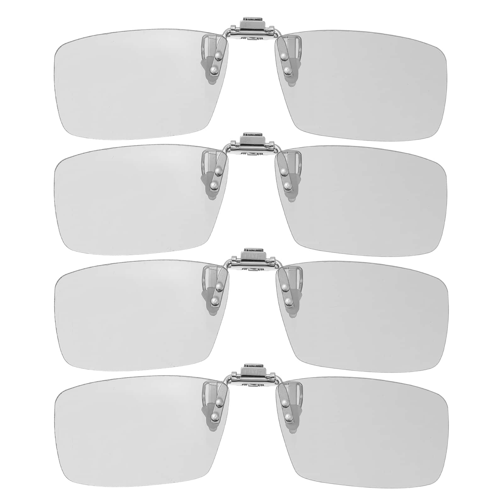 Unique Bargains - 4pcs Polarized Clip-on 3D Glasses, Passive Square 3D Frames for RealD/IMAX Movies Theater Games TV (Metal Clip) - Black