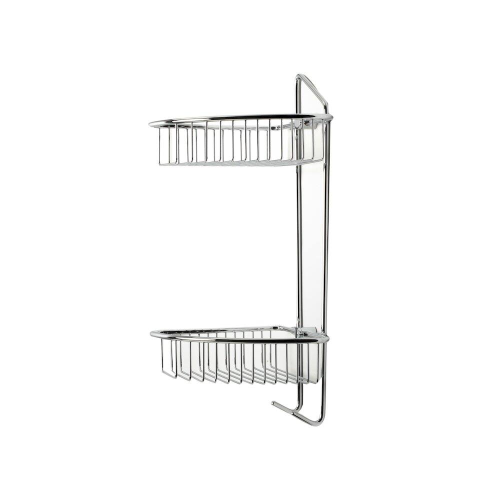 Left. Alfi - Polished Chrome Corner Mounted Double Basket Shower Shelf Bathroom Accessory - Polished Chrome.