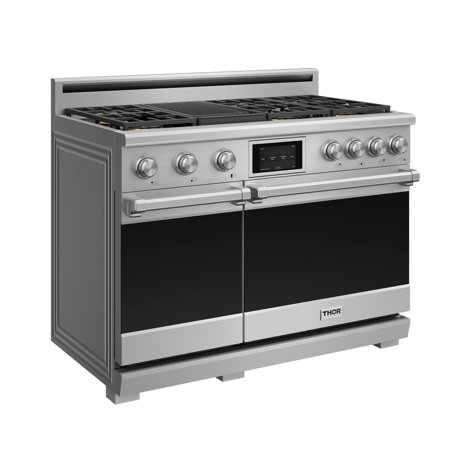 Left. Thor Kitchen - 7.6 Cu Ft. Freestanding Double Oven Dual Fuel Gas Range with 7 Burners - Stainless Steel.
