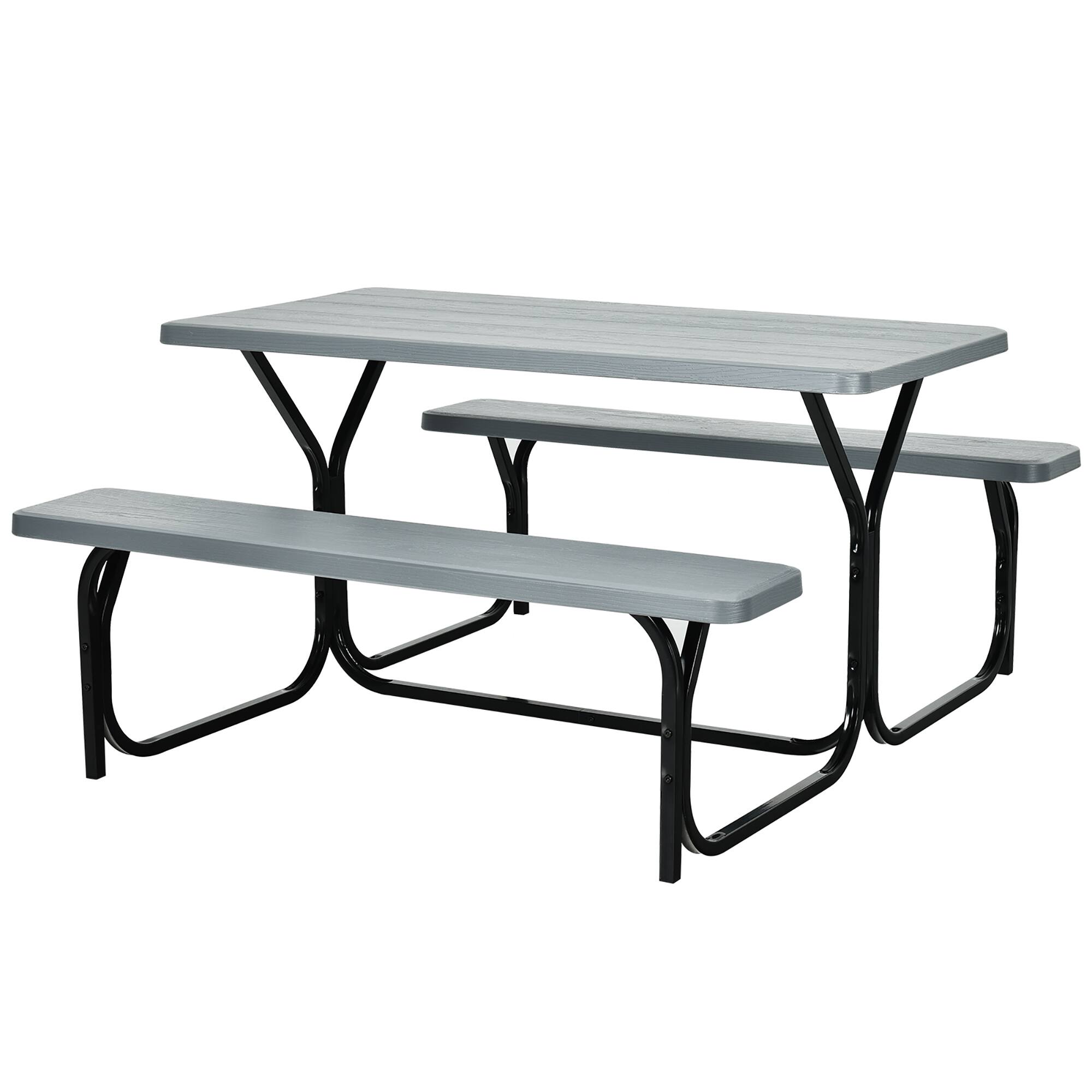 Alt View 9. Costway - Costway Picnic Table Bench Set Outdoor Backyard Patio Garden Party Dining All Weather - Gray.