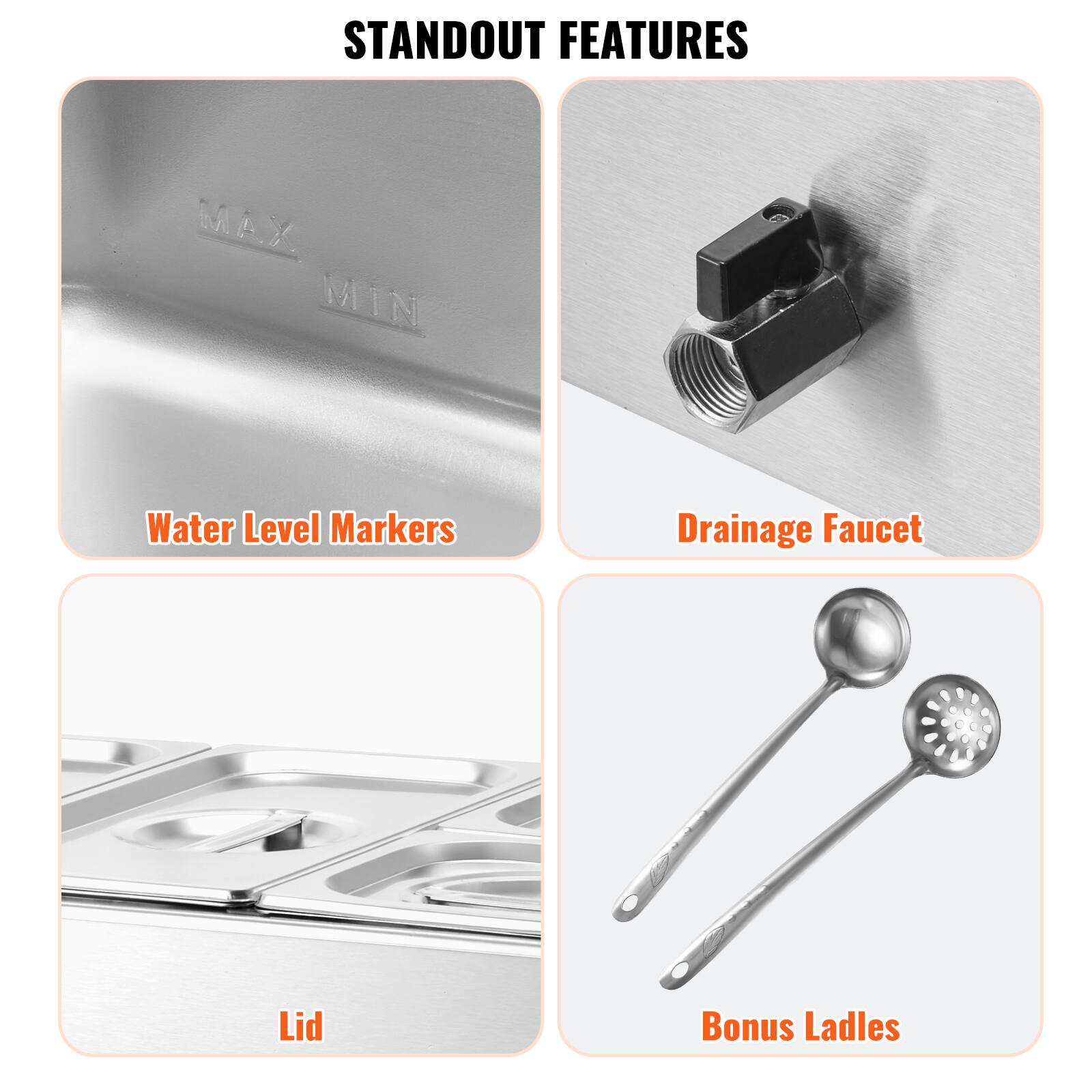 STANDOUT FEATURES

- Water Level Markers
- Drainage Faucet
- Lid
- Bonus Ladles