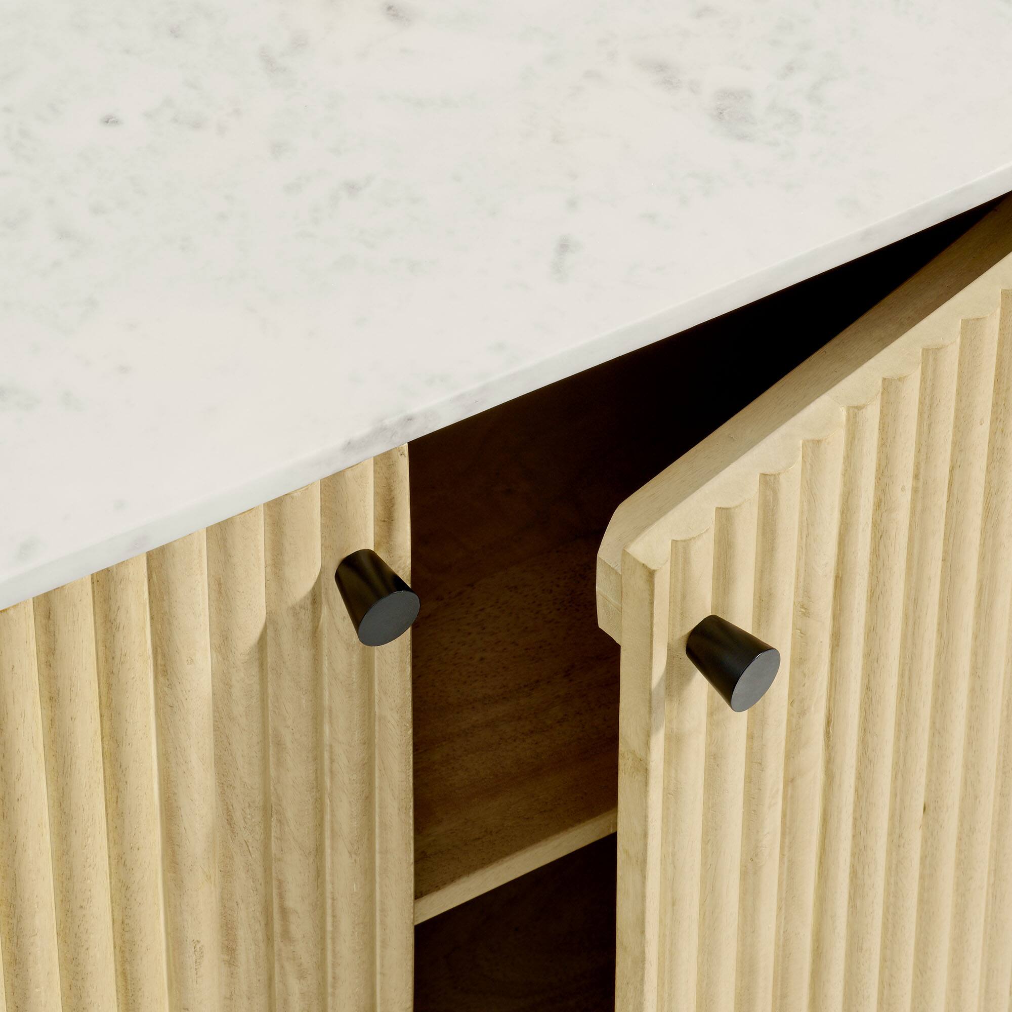 Alt View 6. Modway - Caldera 33" Curved Solid Wood and Marble Accent Storage Cabinet by Modway - Natural.