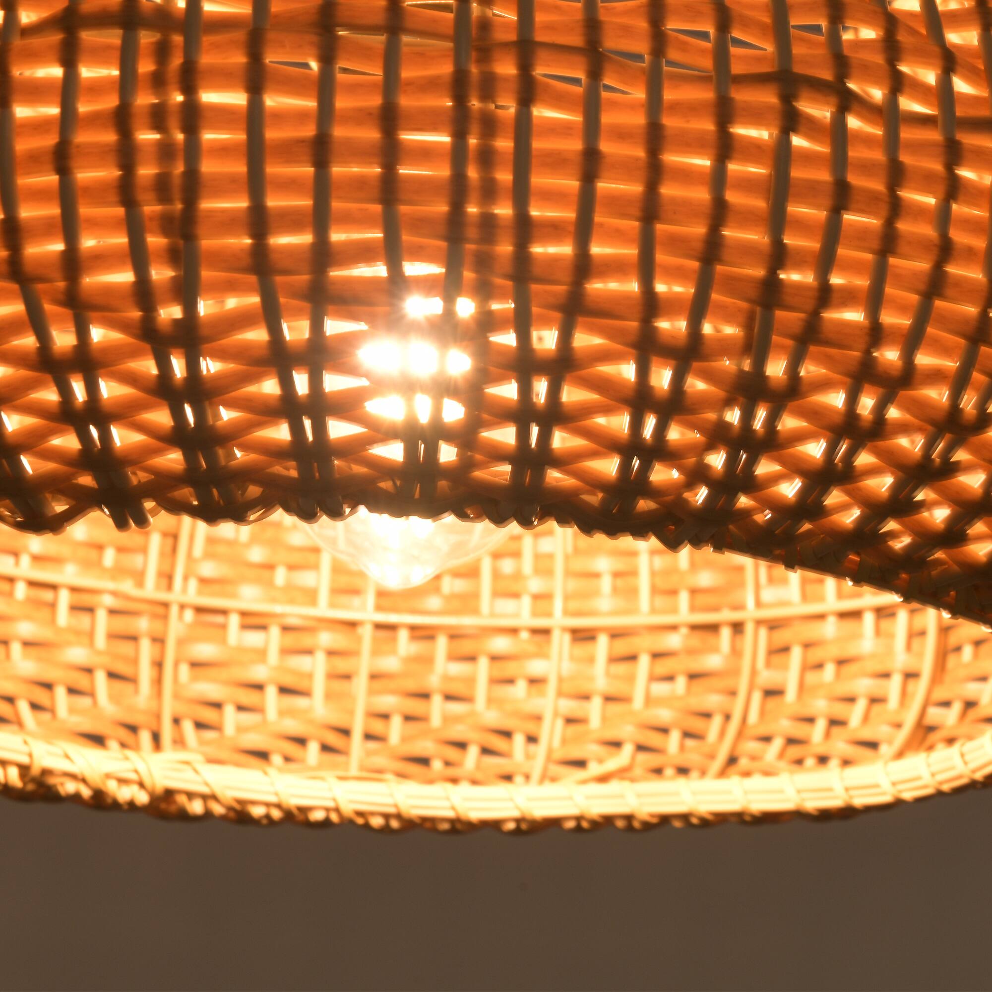 Alt View 9. Parrot Uncle - 1-Light Coastal Retro Brown Rattan Hand-Woven Cloche Hanging Cage Pendant Light.
