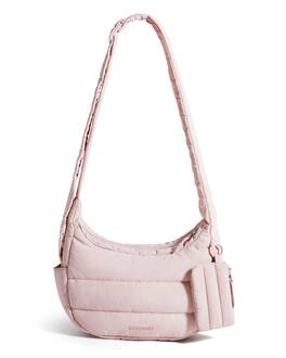 Bagsmart - Compact Puffer Crossbody Hobo Bag, 3-Way Carry Sling with Expandable Water Bottle Pocket for Travel & Daily Use - Pink