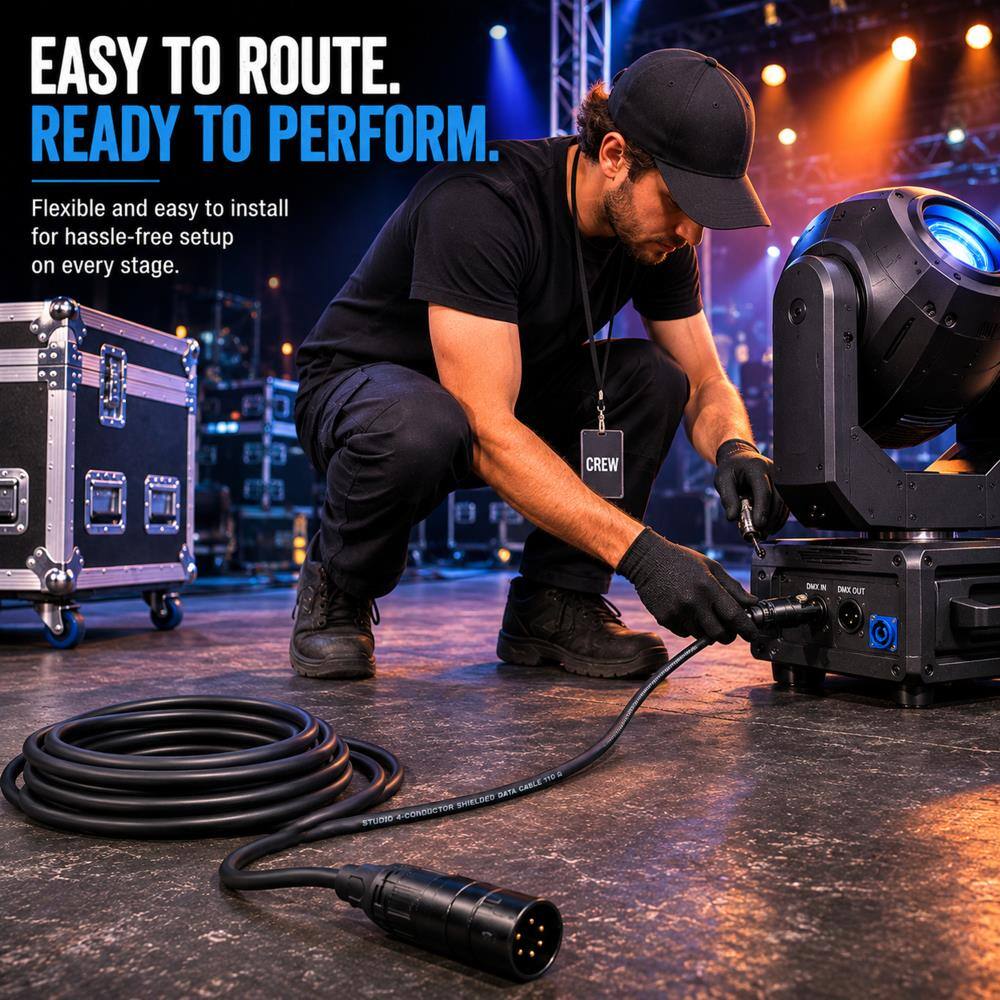 EASY TO ROUTE.  
READY TO PERFORM.  
Flexible and easy to install for hassle-free setup on every stage.  

CREW  

310 OF DATA CABLE 4-CONDUCTOR SHIELDED STUDIO