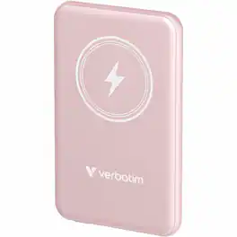Verbatim - Charge 'n' Go Magnetic Wireless Power Bank 5000 mAh - Pink - For Smartphone, Qi-enabled Device - Lithium
