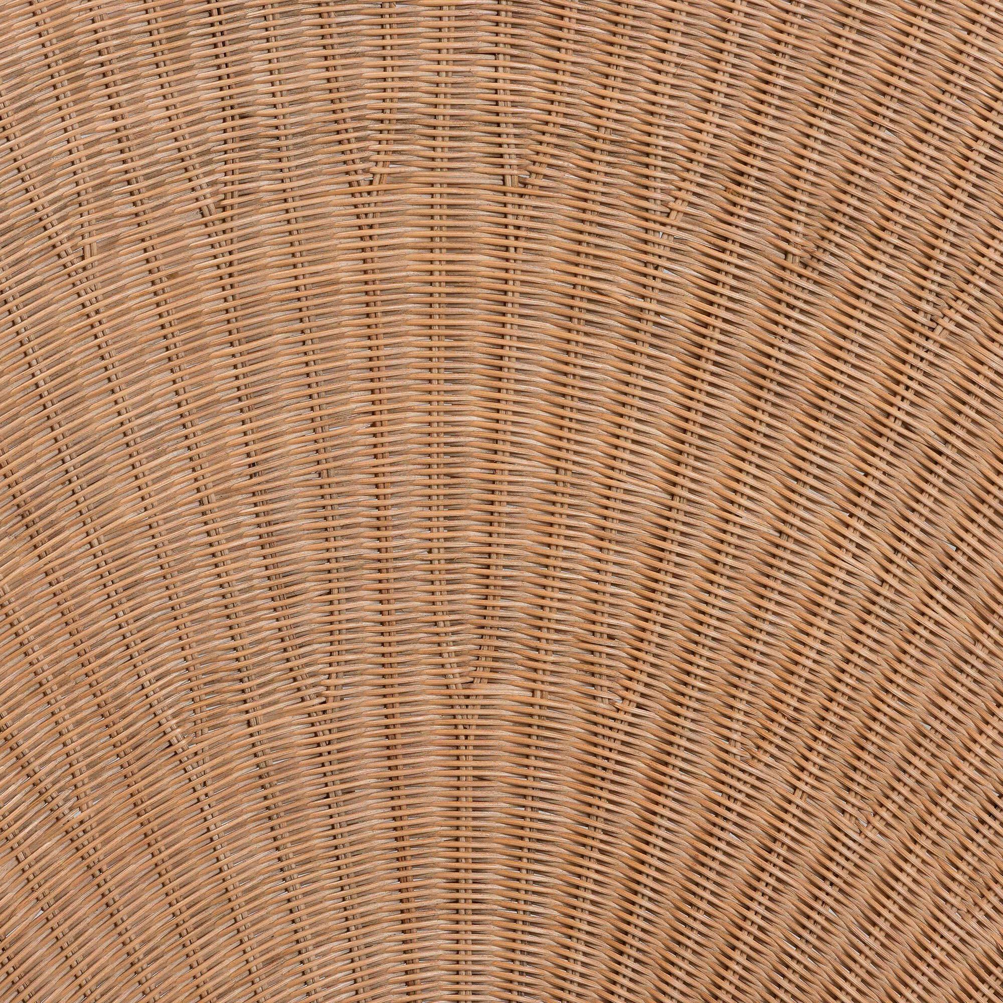 Left. bali & pari - Callias Natural Rattan Scalloped Headboard with Sunburst Weave – Coastal Wicker Bed Backdrop for Bedroom Décor, Queen - Natural Brown.