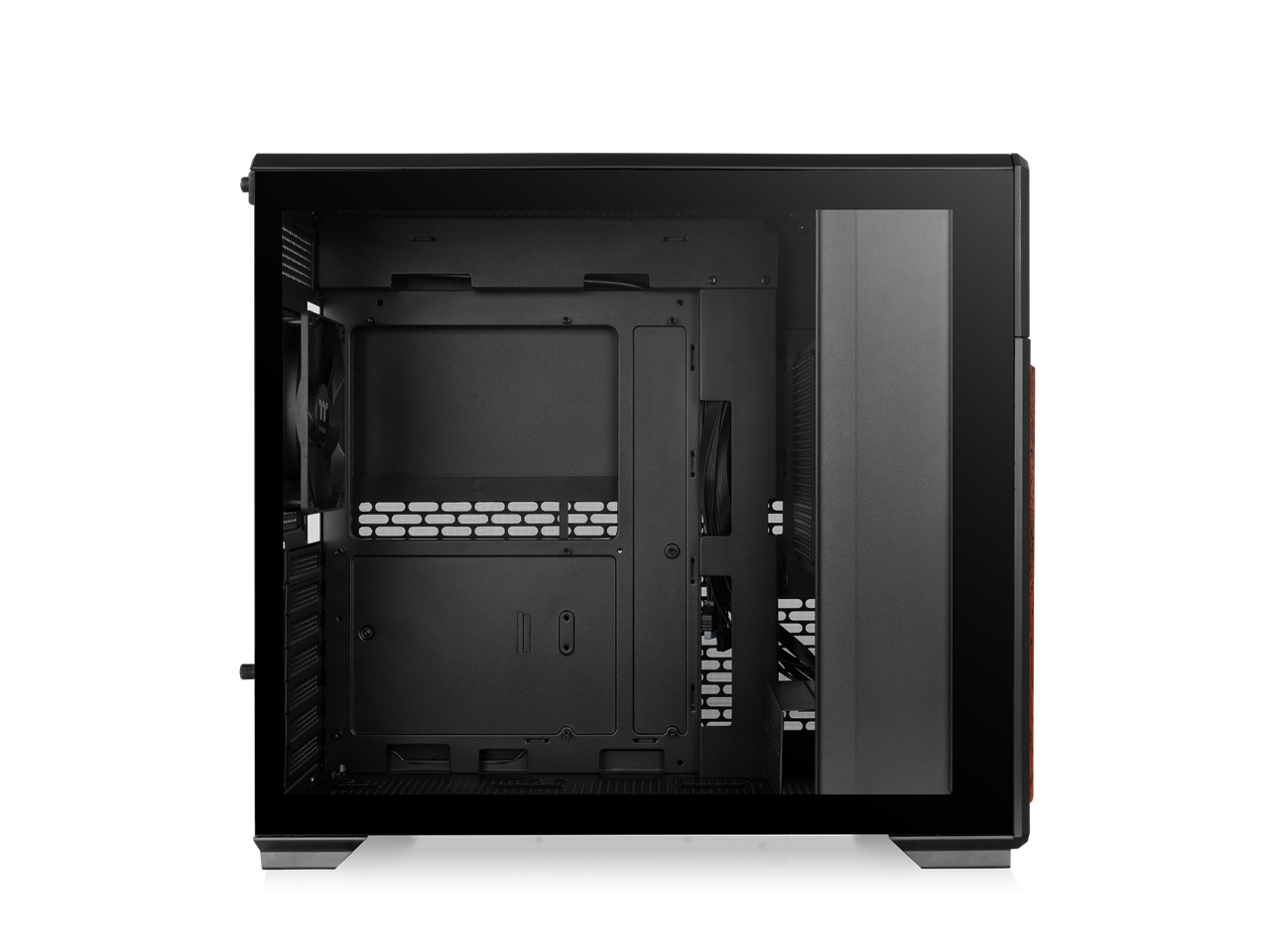 Alt View 2. Thermaltake - Thermaltake TR300 WS; 6.0" LCD; Wood Trim; Mid Tower; 1x120mm Fan; ATX/mATX/mITX; 360mm Rad; 410mm GPU; Black - Black.