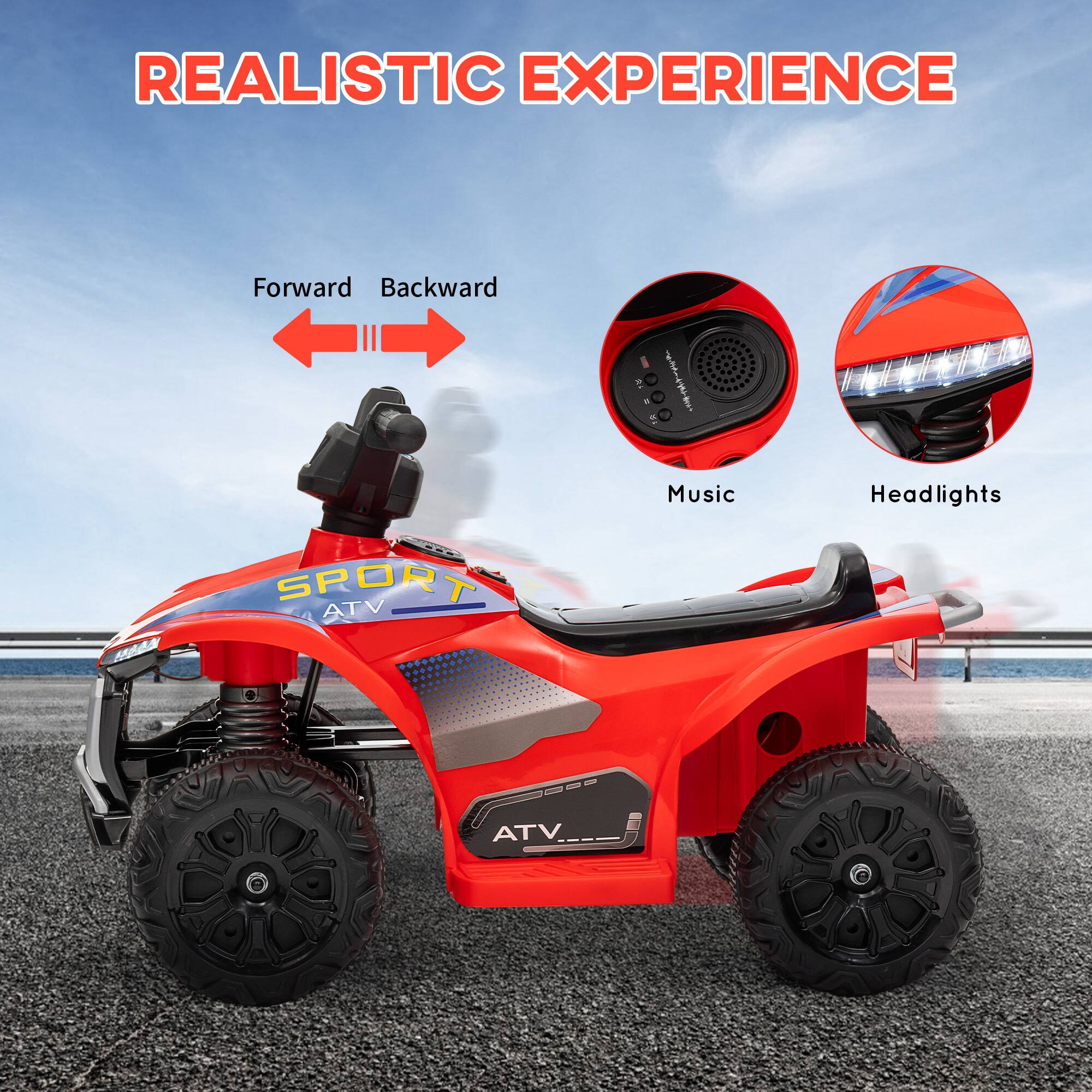 REALISTIC EXPERIENCE

Forward Backward

Music Headlights

SPORT ATV

ATV