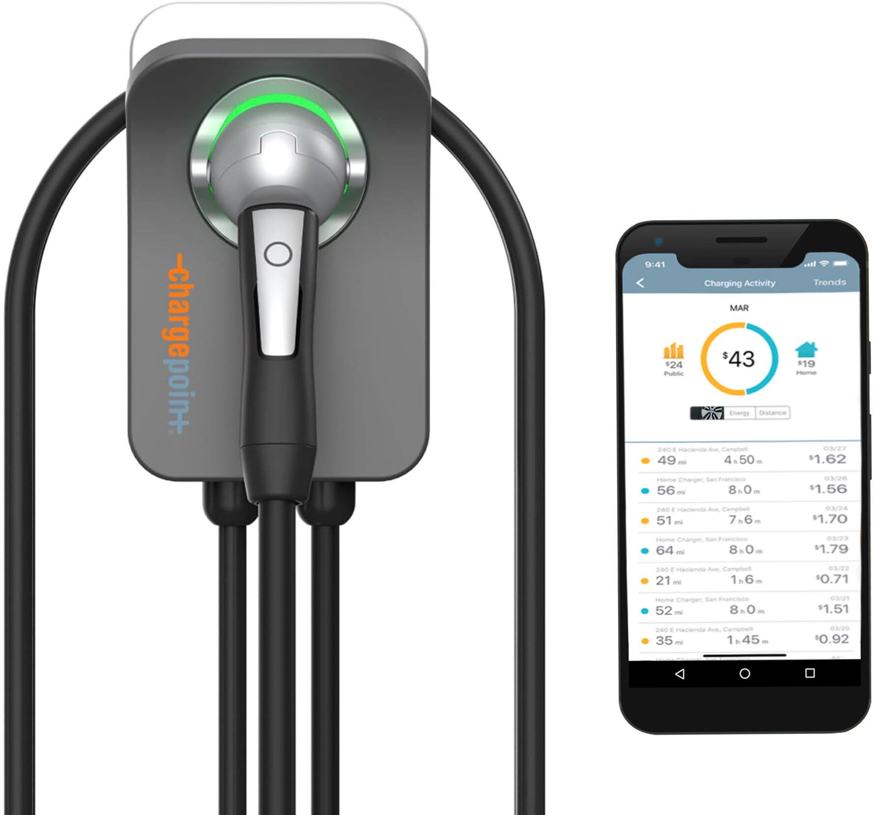 Charge Point - Home Flex Level 2 WiFi NEMA 14-50 Plug Electric Vehicle EV Charger - Gray