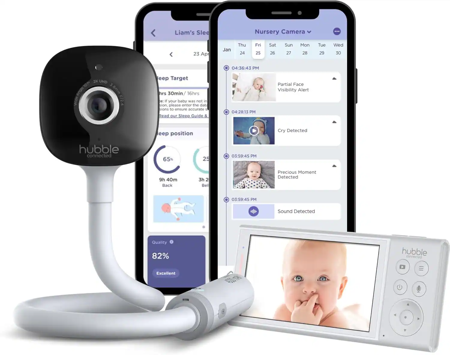 Hubble Connected - Go Baby AI Smart 2K UHD Wireless Baby Monitor with 5" HD Parent Unit, Portable Battery, Wi-Fi & Non-Wi-Fi Modes - HB588AI